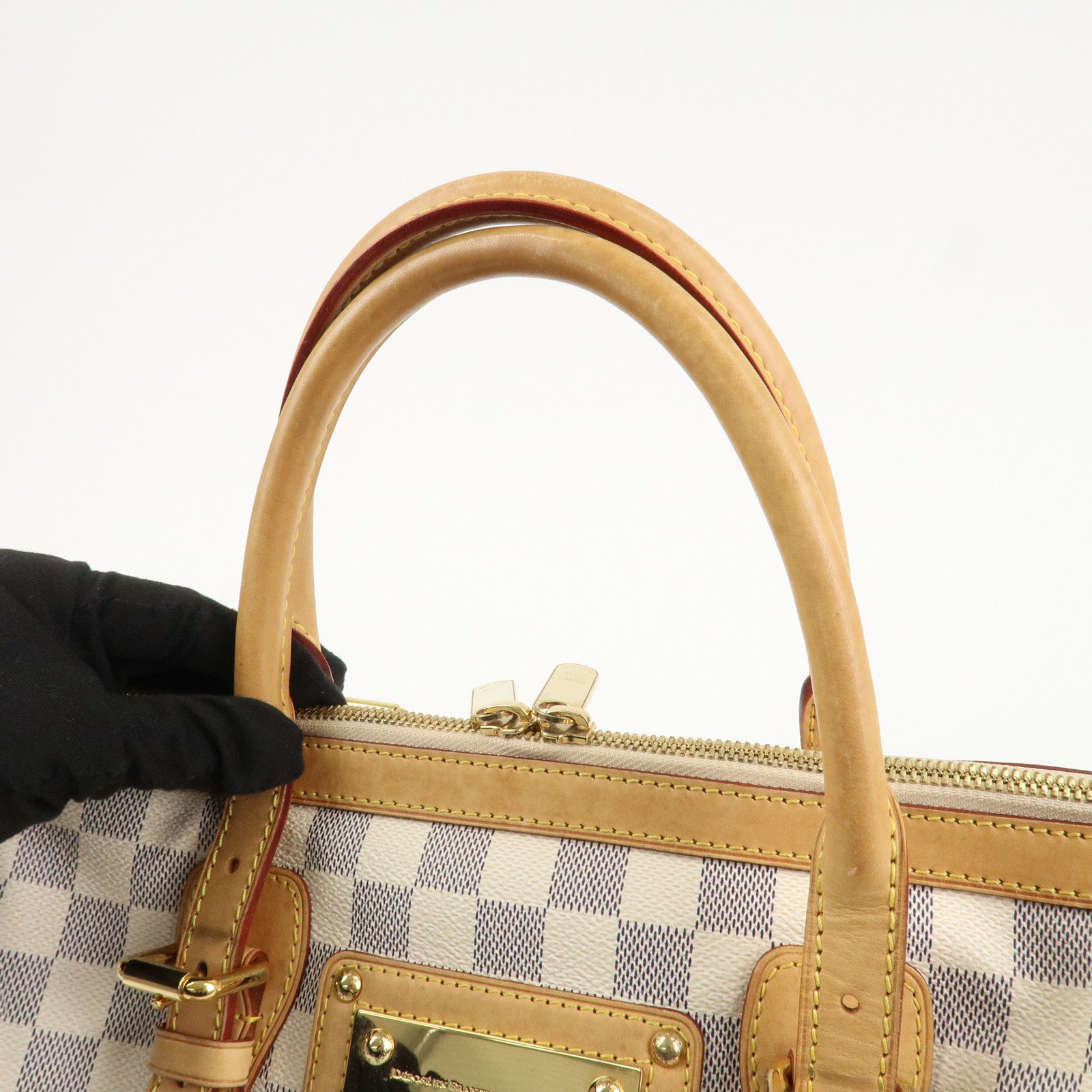 Louis Vuitton Damier Azur Leather Canvas Berkeley Hand Bag N52001 Used