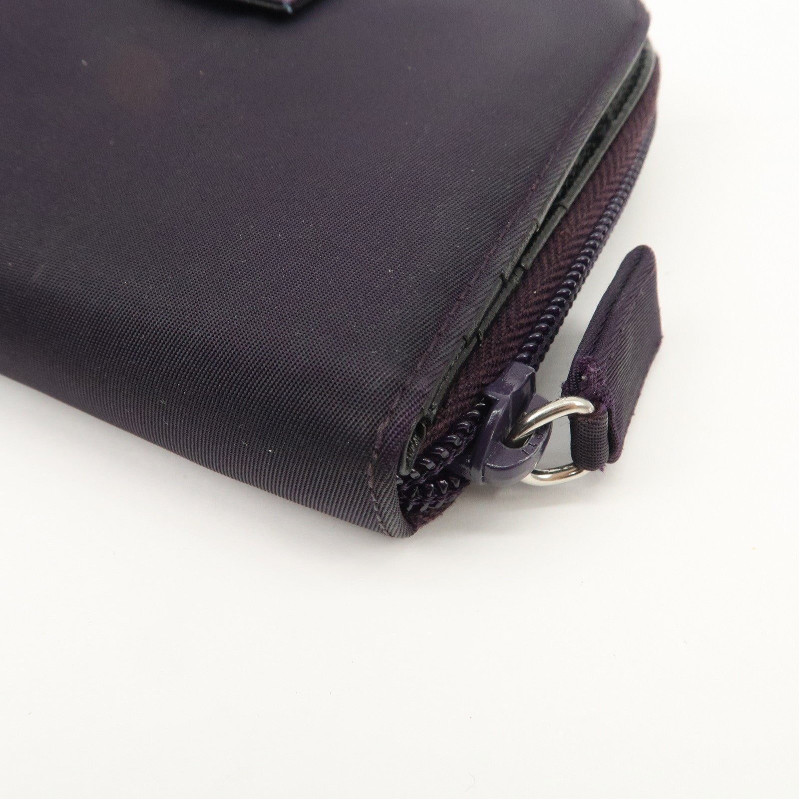 PRADA Nylon Bi-fold Round Zippy Compact Wallet Black