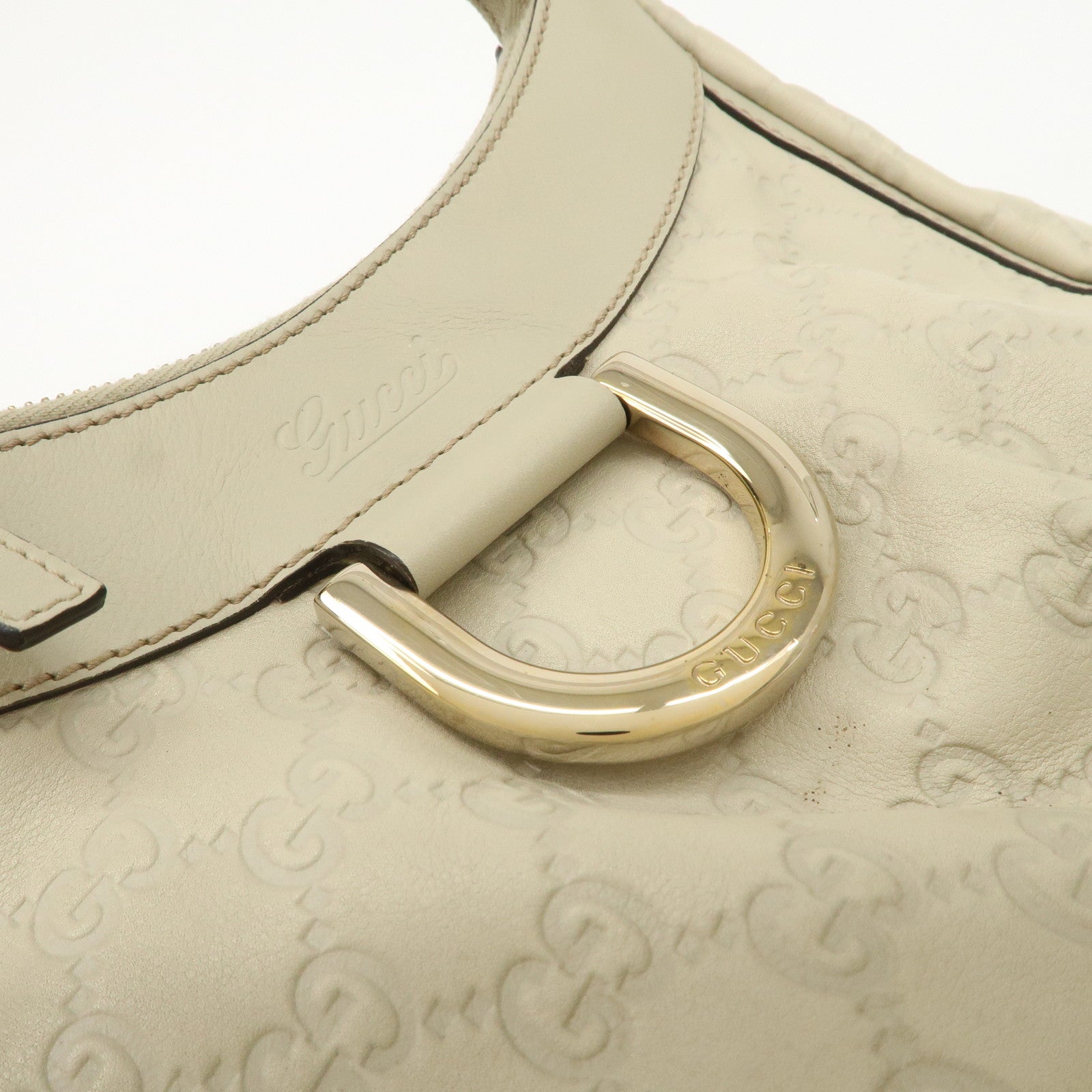GUCCI Abbey Guccissima Leather Shoulder Bag Hand Bag Ivory 190525 Used