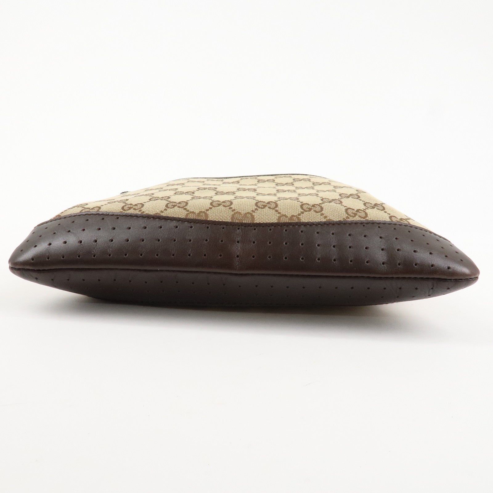 GUCCI GG Canvas Leather Shoulder Bag Crossbody Bag Brown 145857 Used