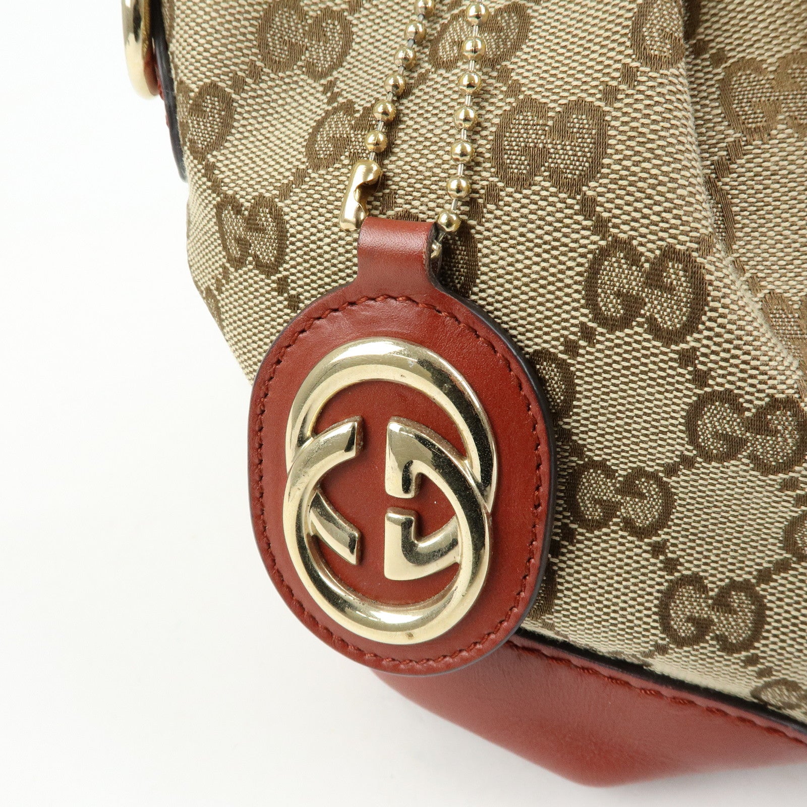 GUCCI Interlocking G GG Canvas Leather 2Way Bag Beige Red 247902