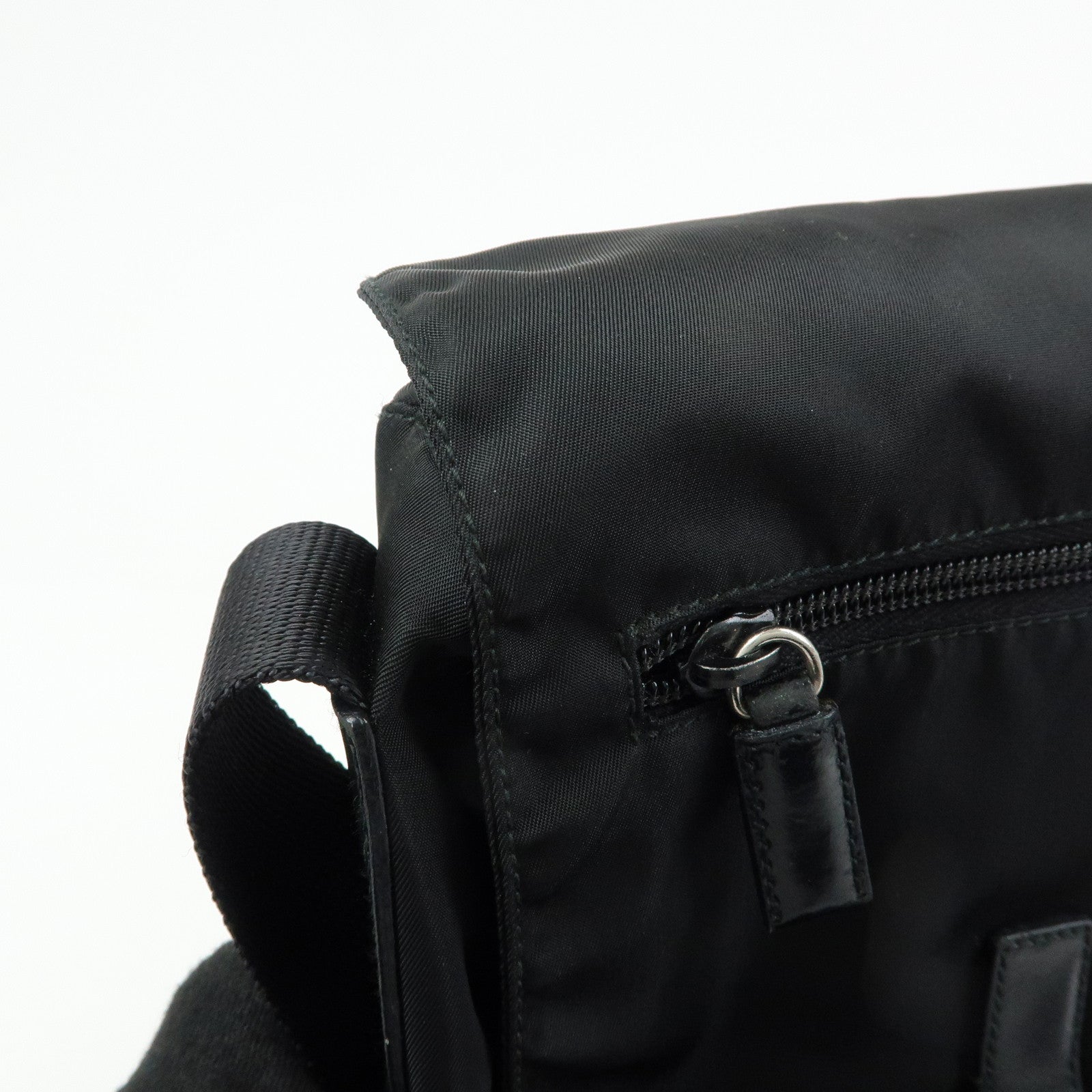 PRADA Triangle Logo Nylon Leather Shoulder Bag Crossbody Bag Black