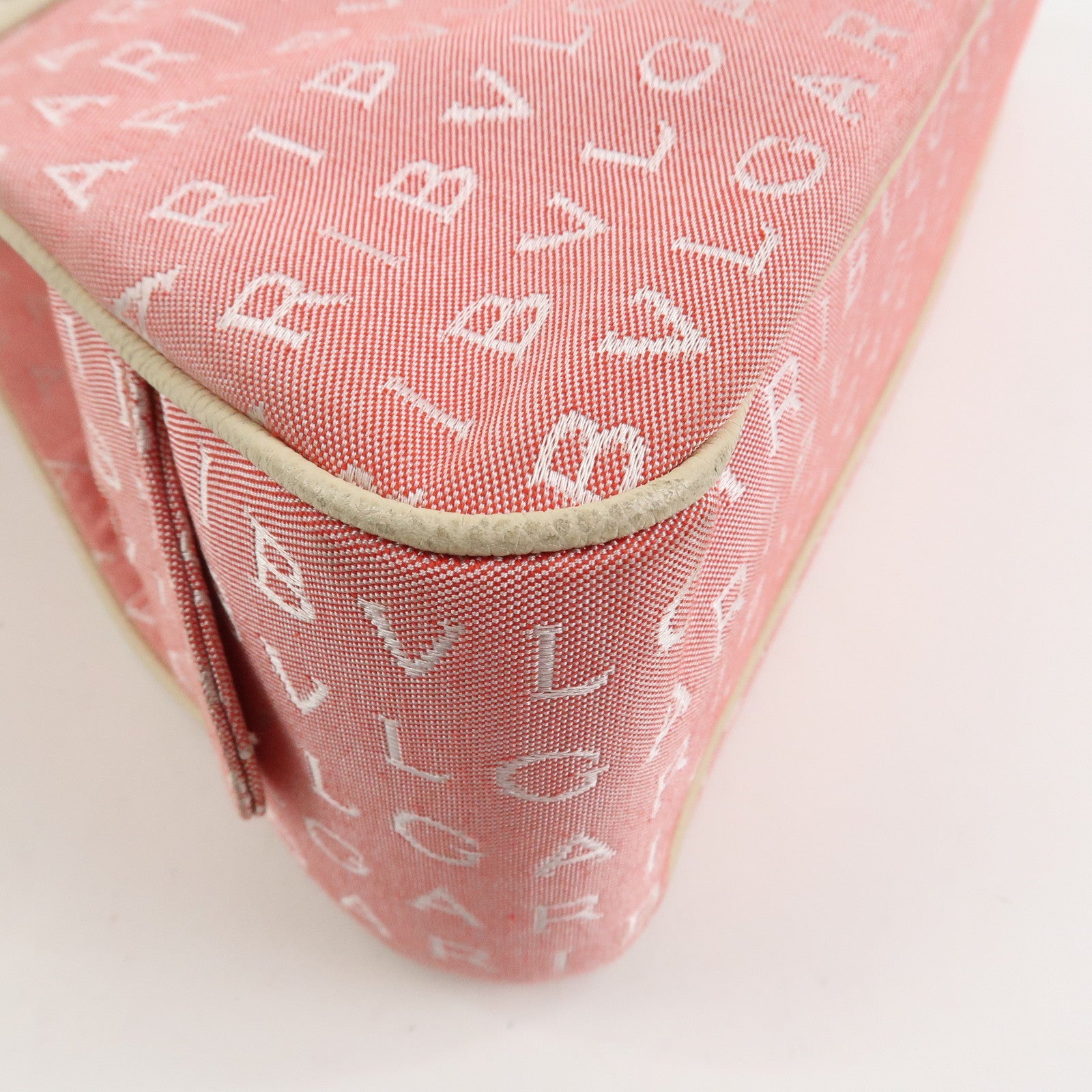 BVLGARI Logo Mania Canvas Leather Shoulder Bag Hand Bag Pink