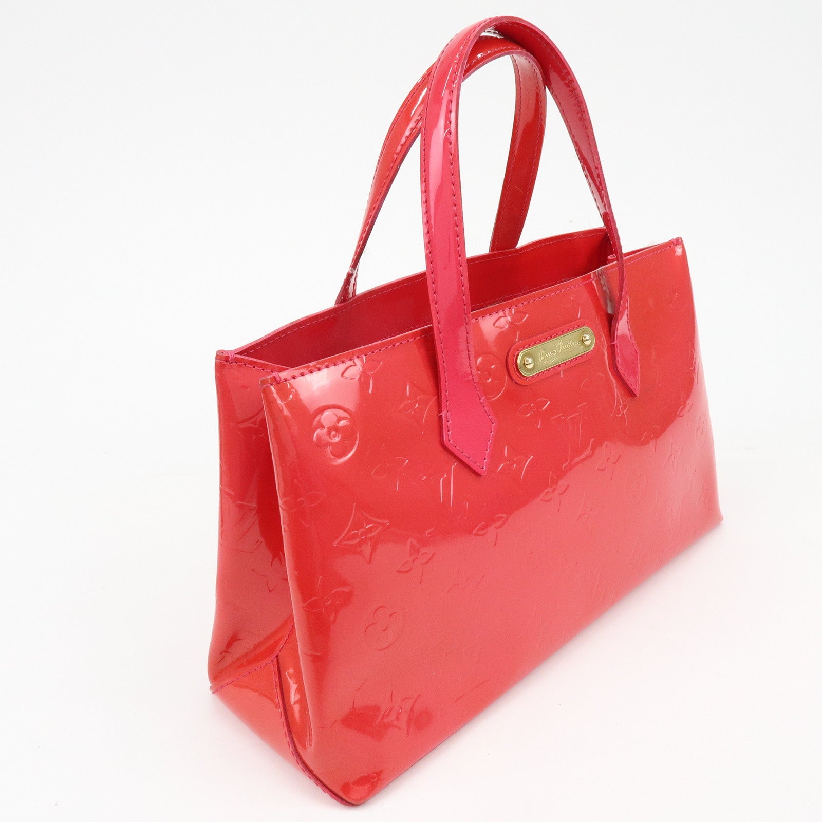 Louis Vuitton Monogram Vernis Wilshire PM Hand Bag Rose Pop M93643
