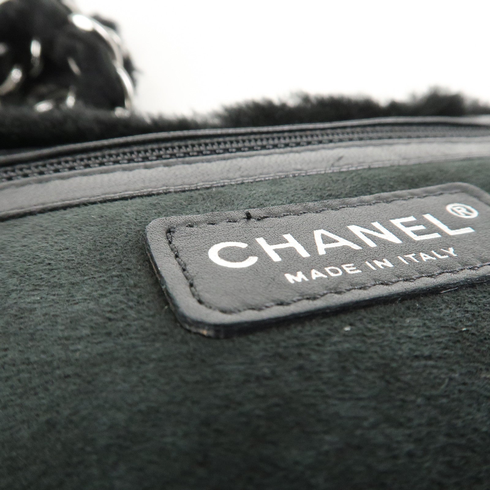 CHANEL Mouton Leather Chain Shoulder Bag Hand Bag Black Silver