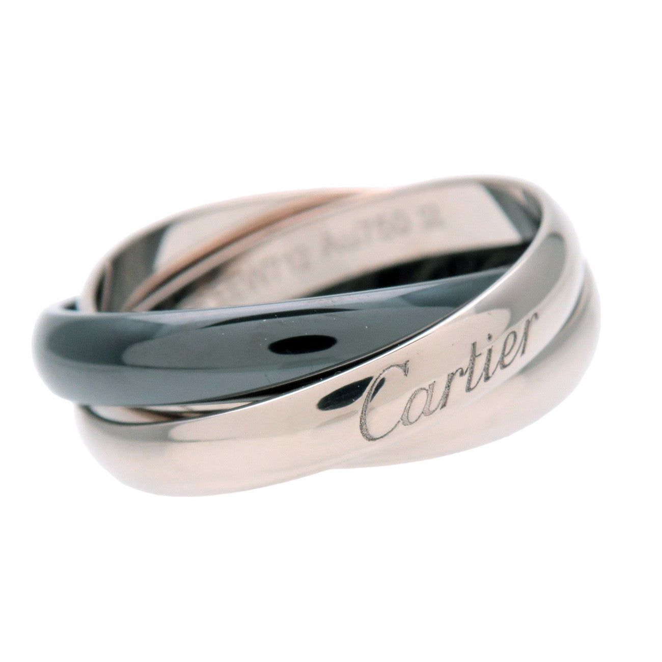 Cartier Trinity Ring Black Ceramic K18 White Gold #55 US7.5 EU55