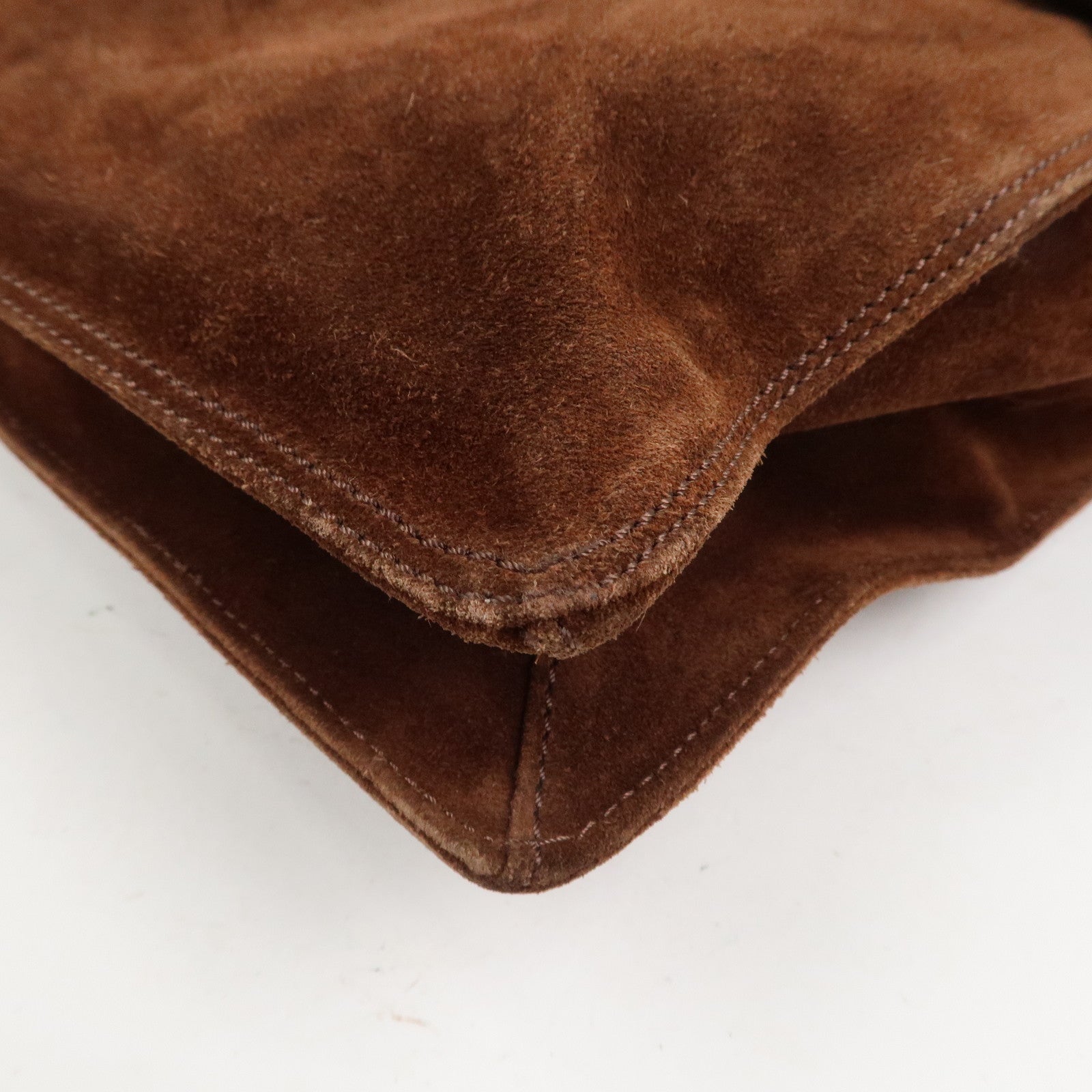 CHANEL Suede Shoulder Bag Crossbody Bag Brown
