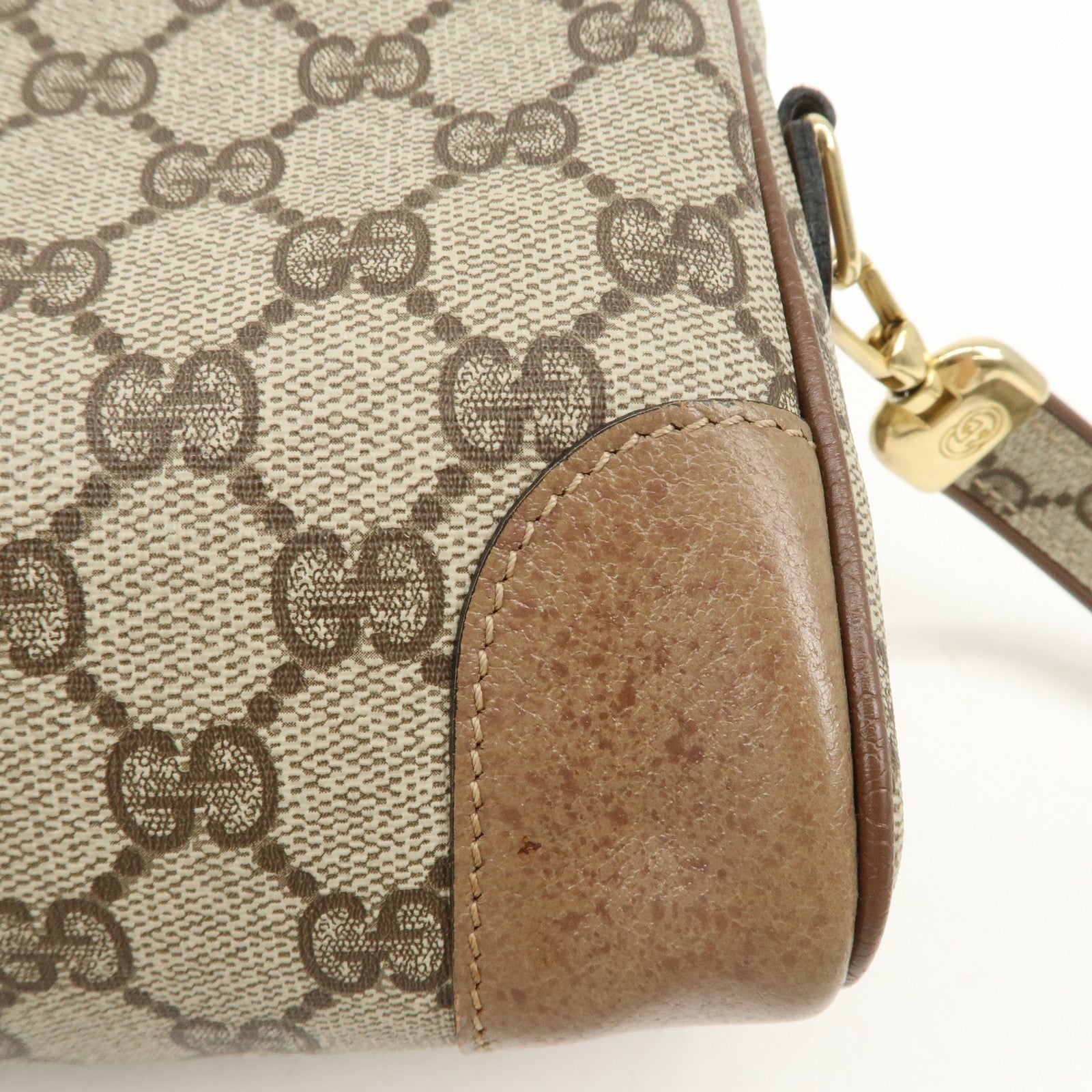 GUCCI Old Gucci GG Plus Leather Shoulder Bag Crossbody Bag Beige Brown Used