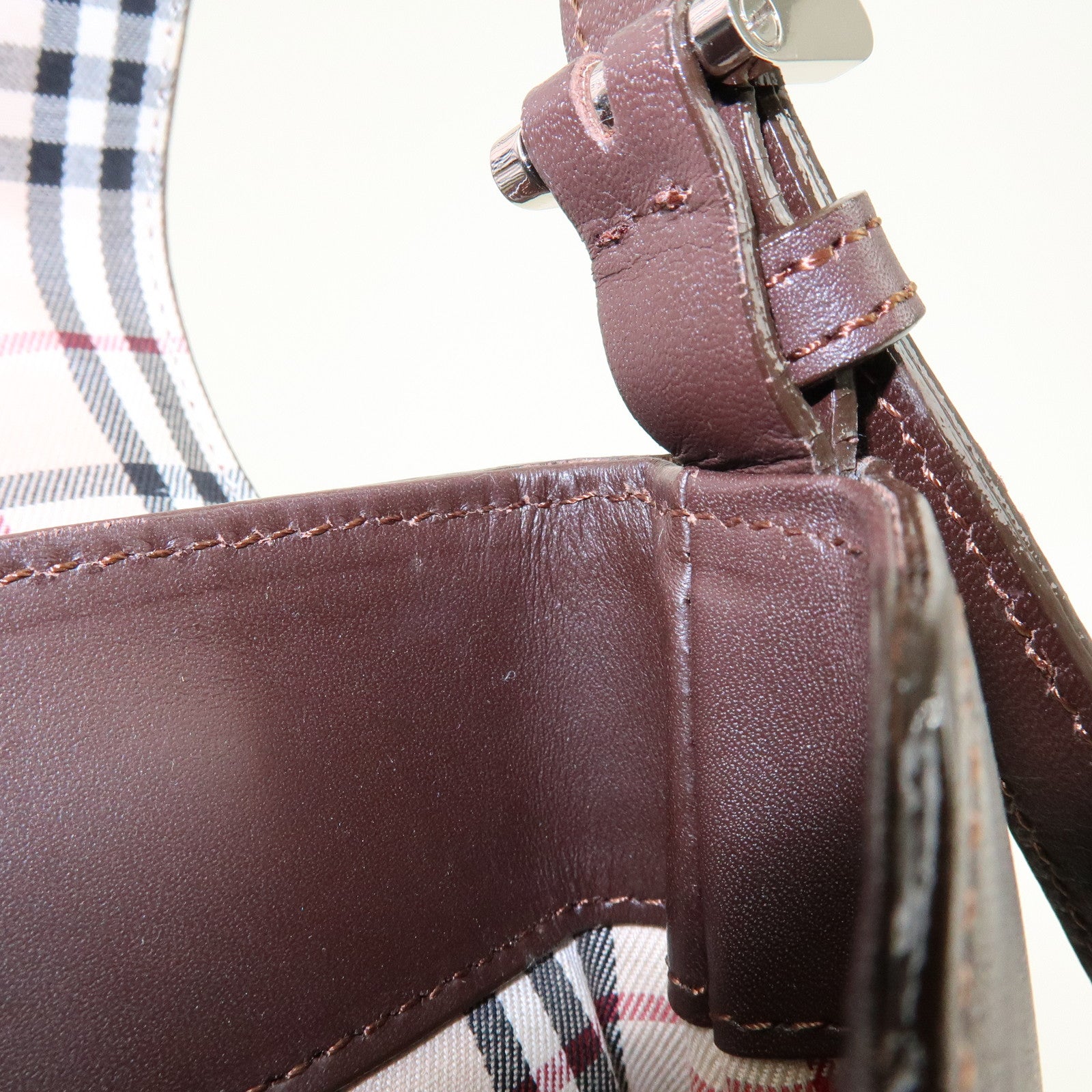 BURBERRY Leather Hand Bag Shoulder Bag Brown