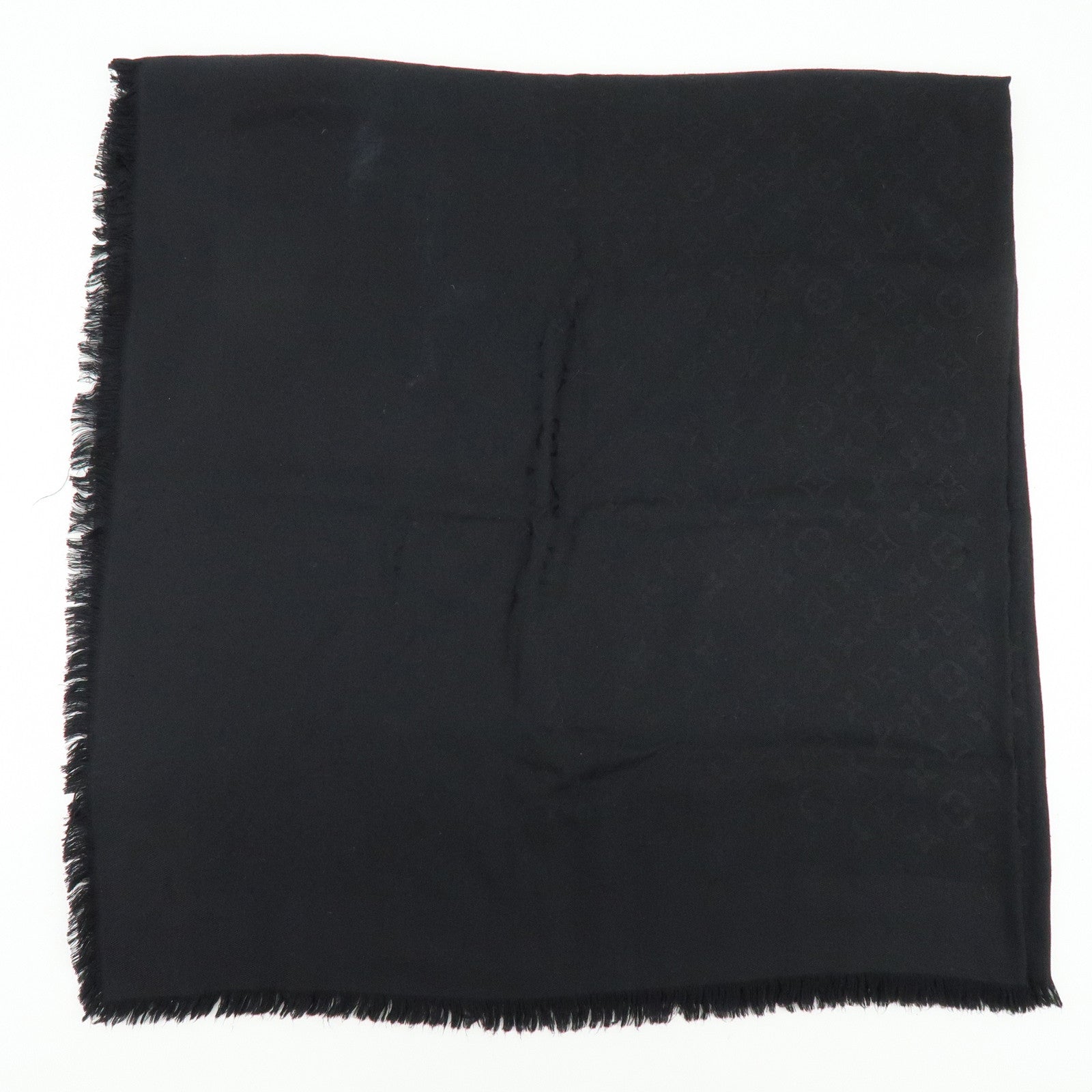 Louis Vuitton Monogram Silk Wool Scarf Shawl Black M71329