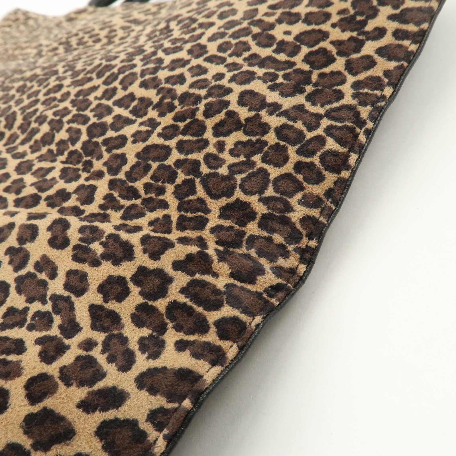 LOEWE Leather Tote Bag Hand Bag Leopard Brown Black Gold HDW Used