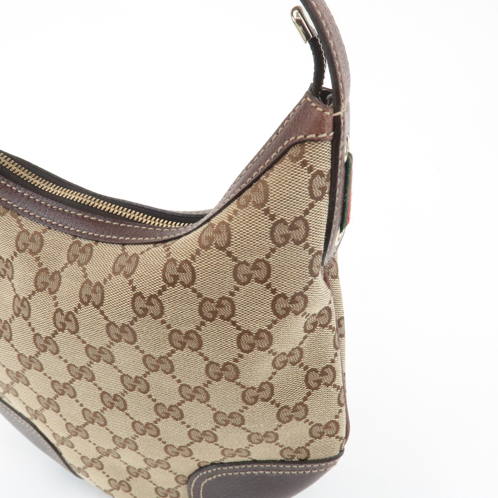 GUCCI Sherry Princy GG Canvas Leather Shoulder Bag Beige Brown 162895 Used