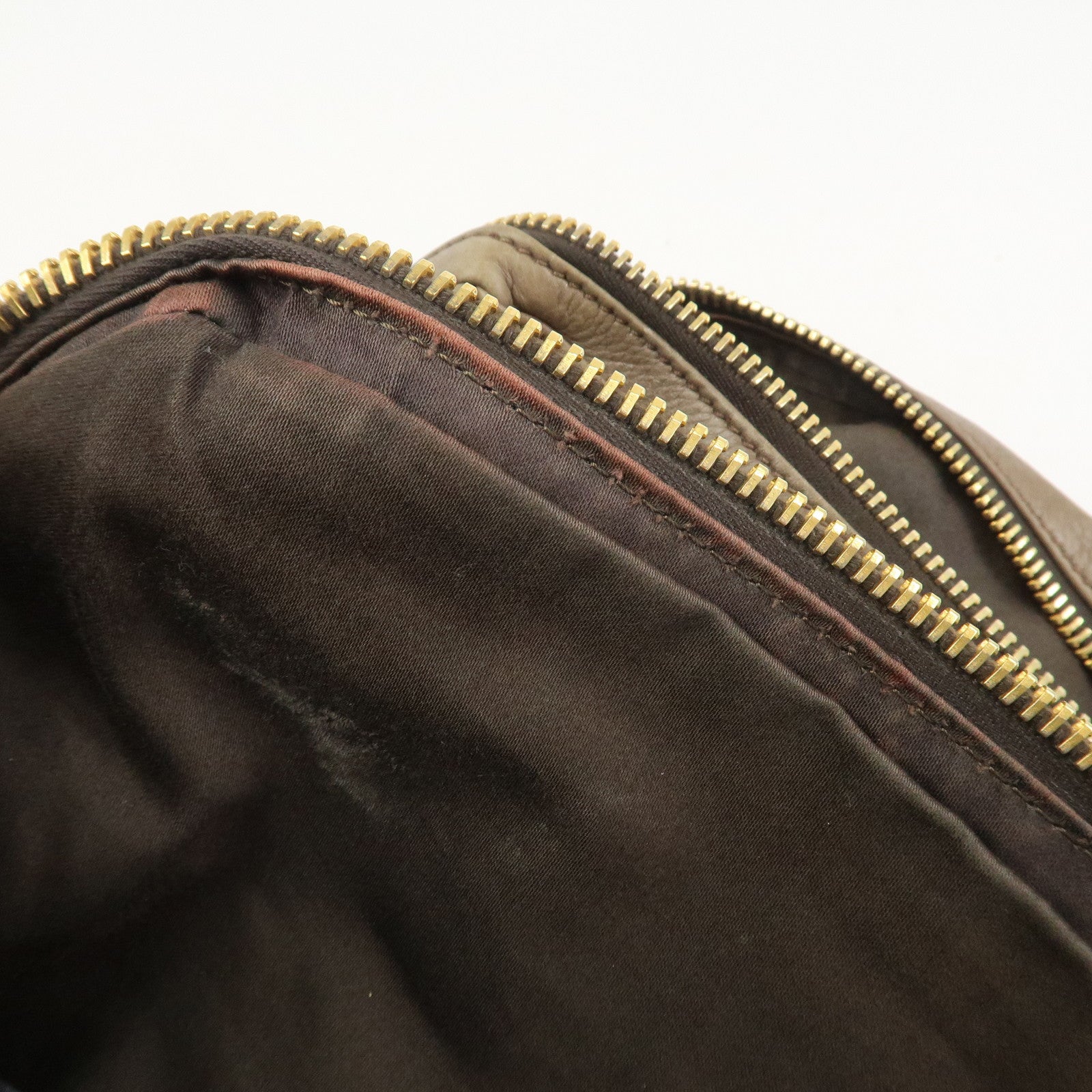 MIU MIU Logo Leather 2Way Bag Hand Bag Boston Bag Brown