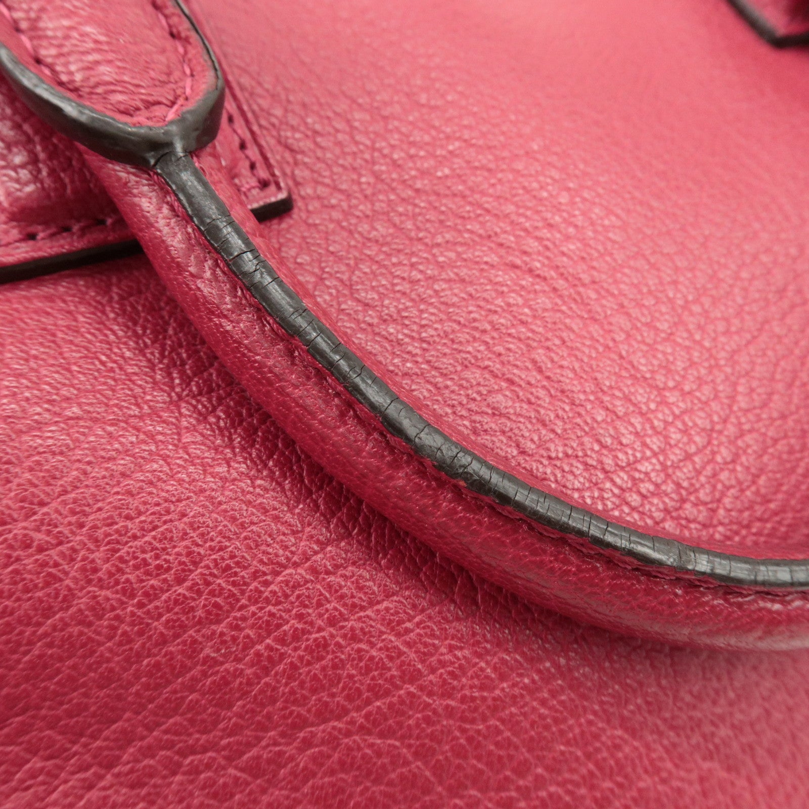 LOEWE Anagram Leather Amazona 28 Hand Bag Boston Bag Red Used