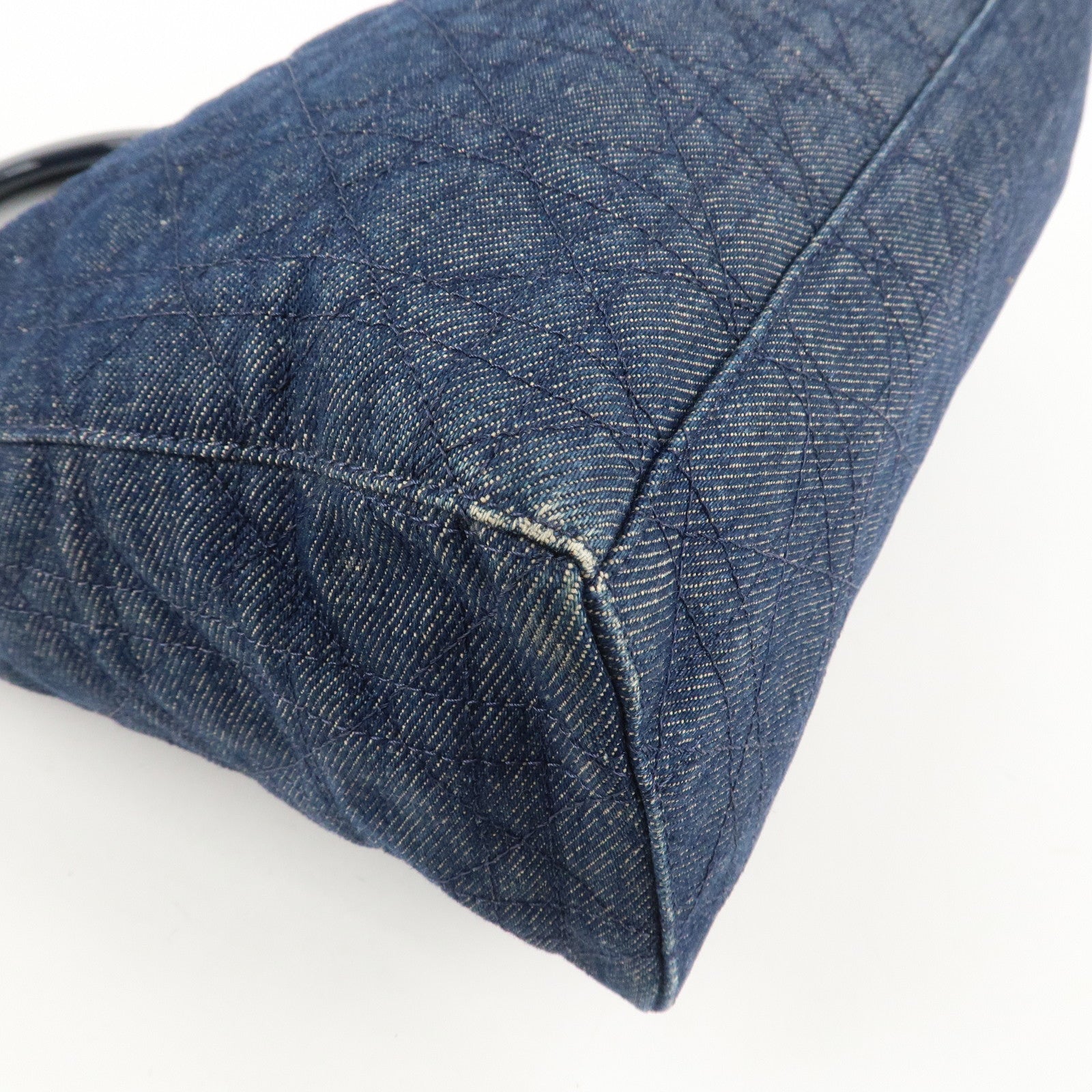 Christian Dior Cannage 2way Denim Tote Bag Navy Used