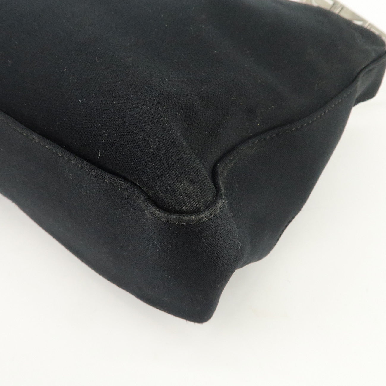 FENDI Polyester Chain Shoulder Bag Hand Bag Black Silver 091577