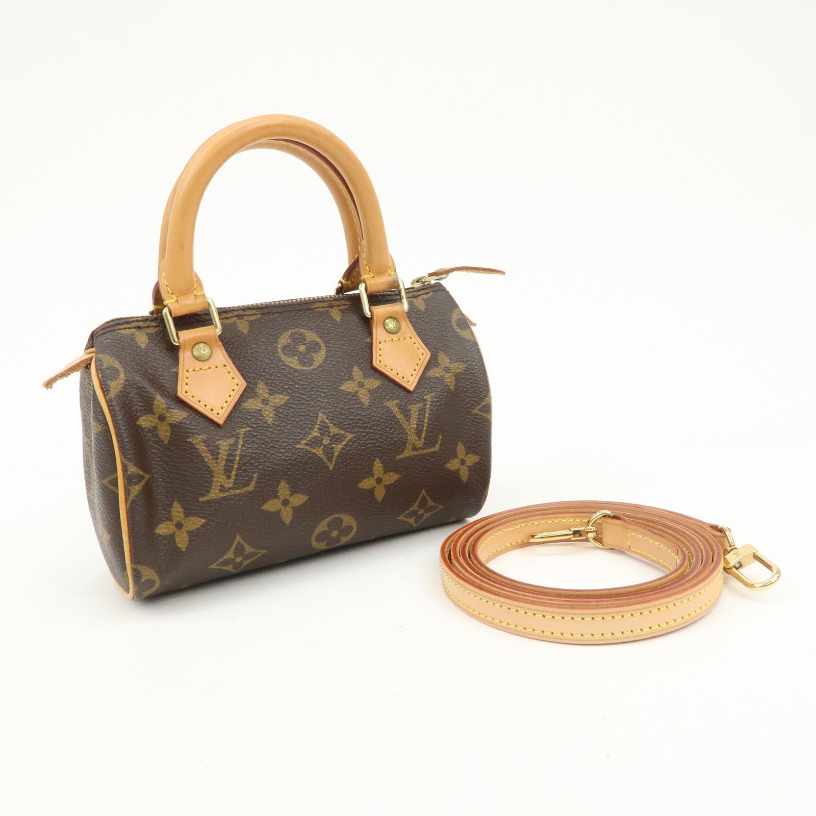 Louis Vuitton Monogram Mini Speedy Hand Bag Boston Bag Brown M41534