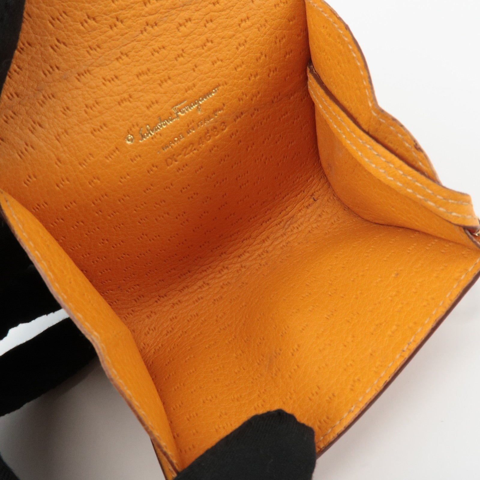 Ferragamo Gancini Leather Coin Case Coin Purse Key Case Orange