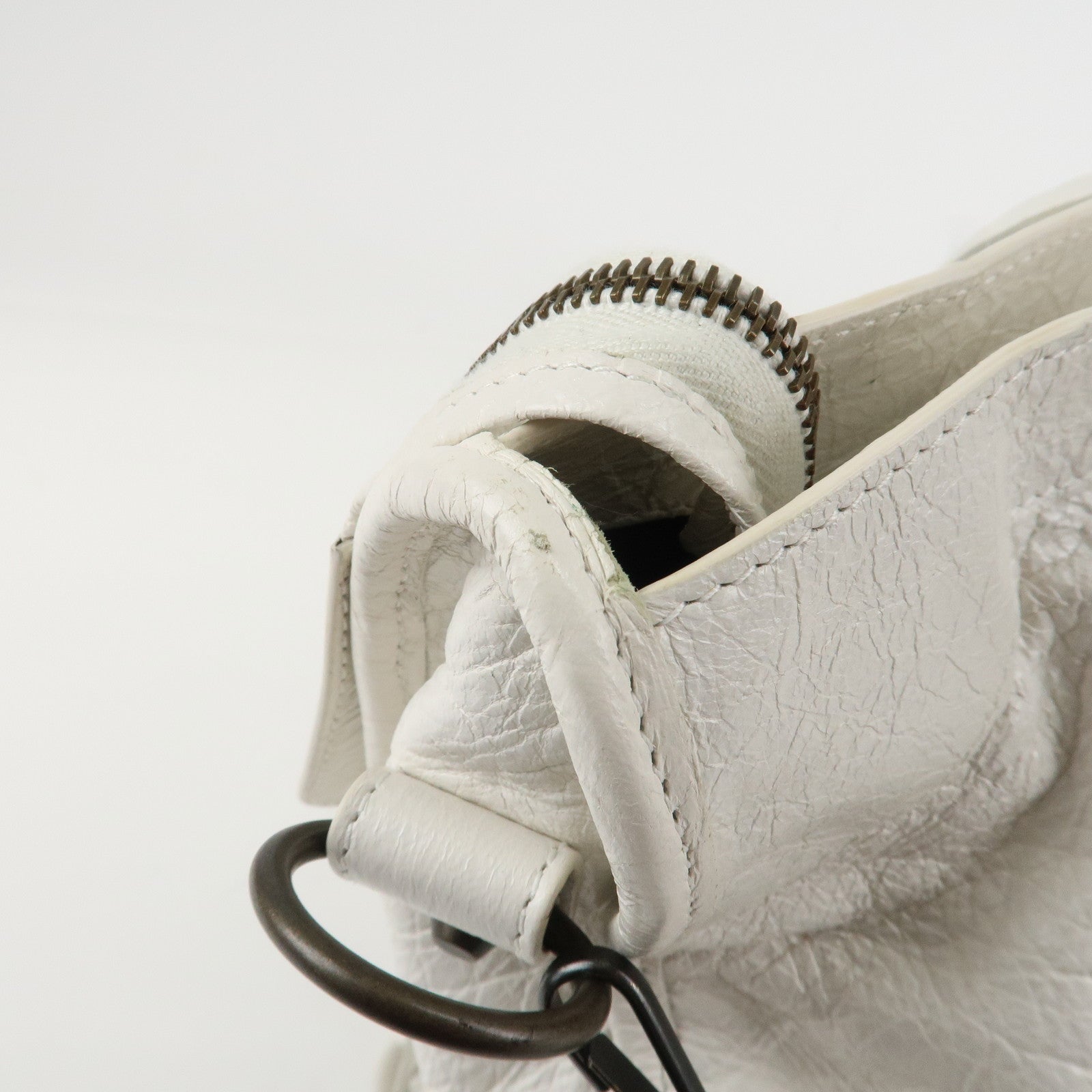 BALENCIAGA The City Leather 2Way Hand Bag White 115748 Used