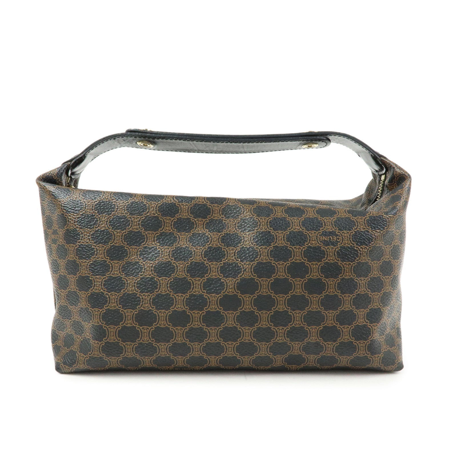 CELINE Macadam PVC Leather Mini Hand Bag Brown Black