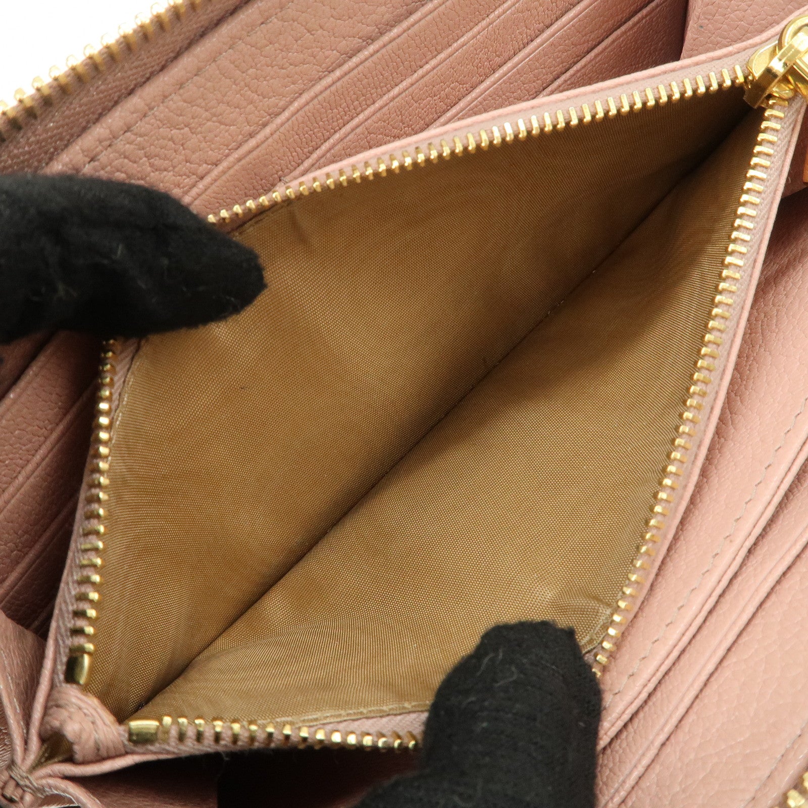 MIU MIU Leather Zip Around Wallet Zippy Wallet Long Wallet Pink 5ML506 Used