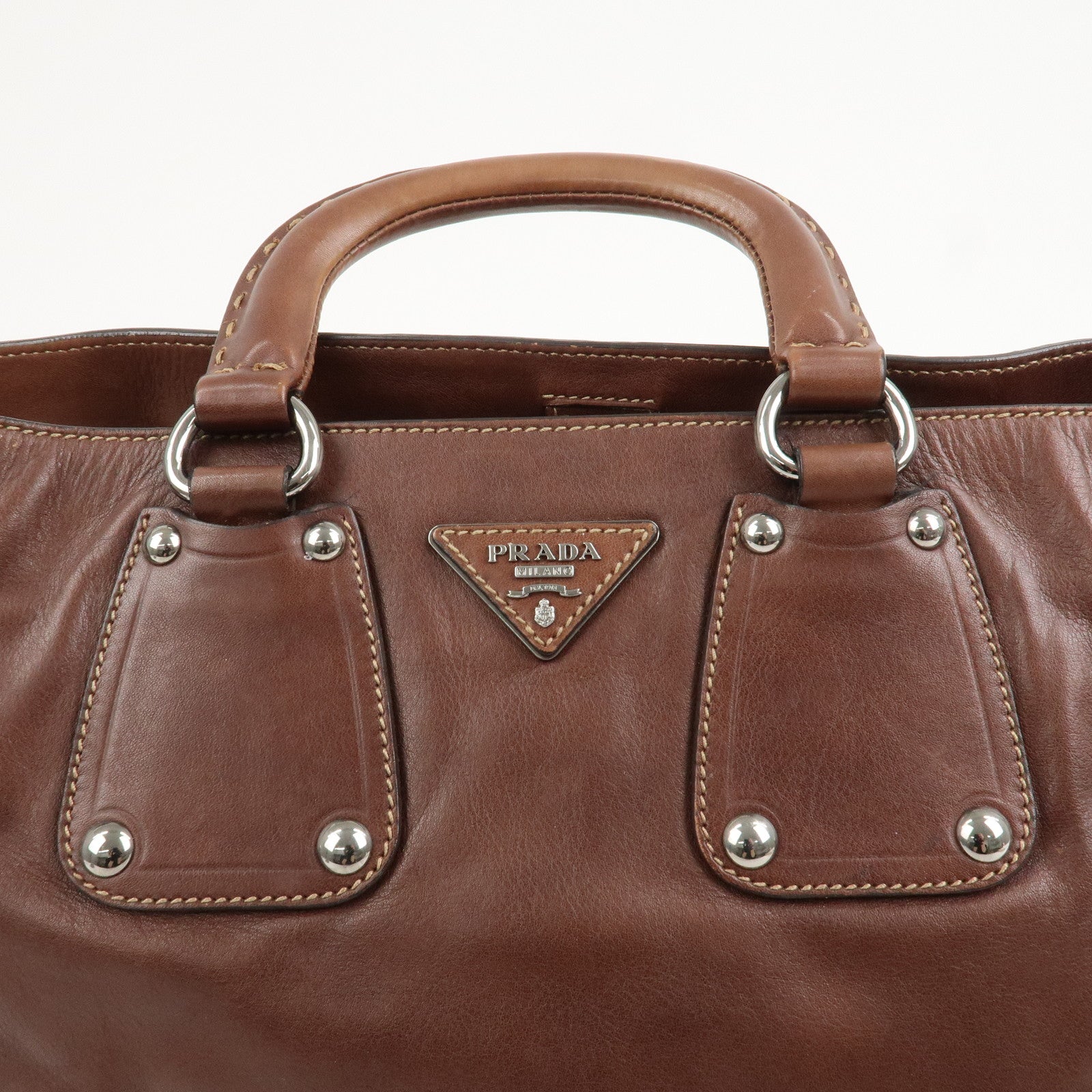 PRADA Triangle Logo 2Way Bag Tote Bag Shoulder Bag BN1889