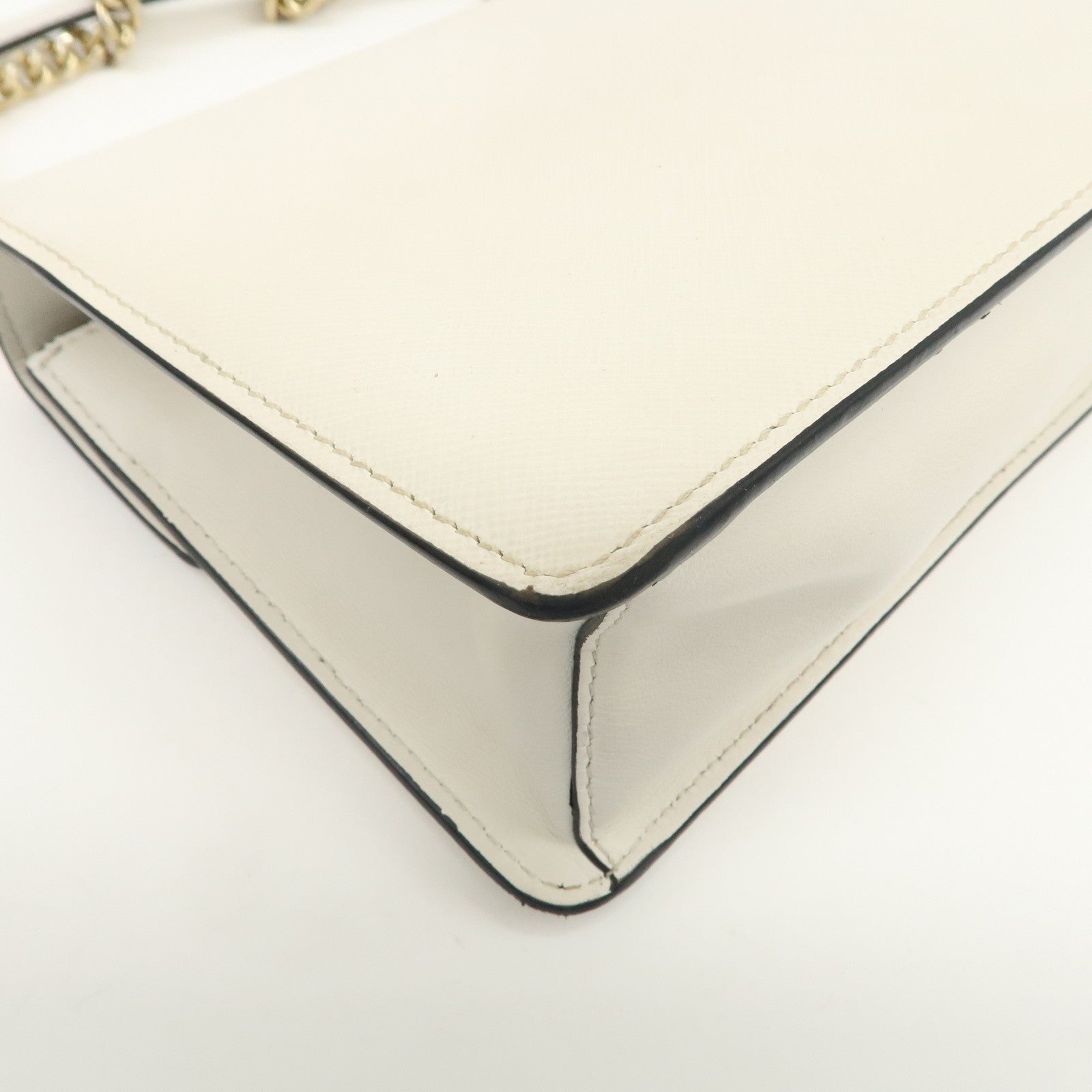 PRADA Triangle Logo Saffiano Leather Chain Shoulder Bag 1BD200
