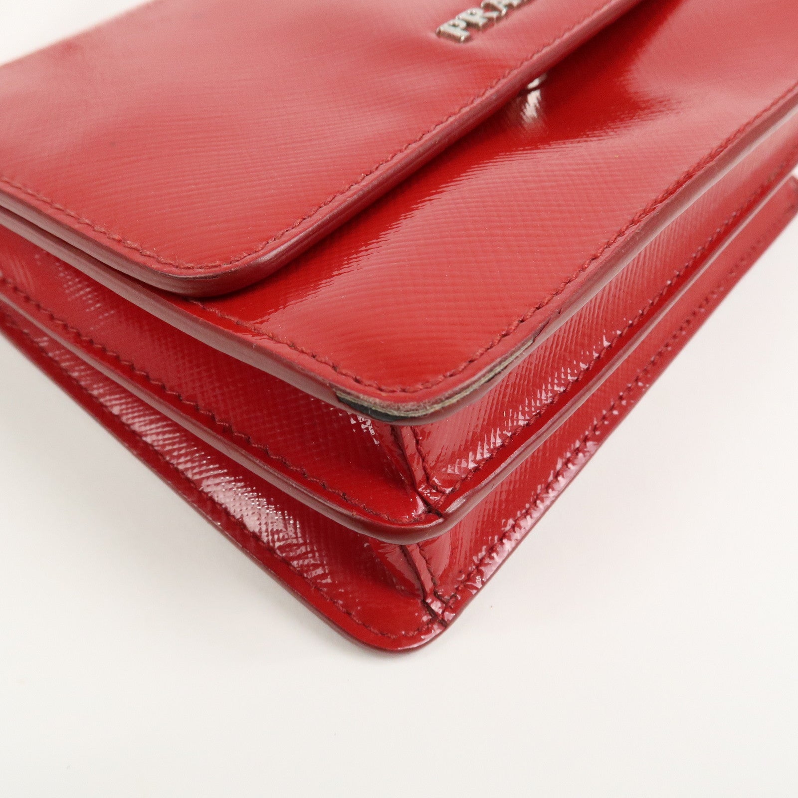 PRADA Saffiano Leather 2Way Mini Shoulder Bag Clutch Bag Red BT1031