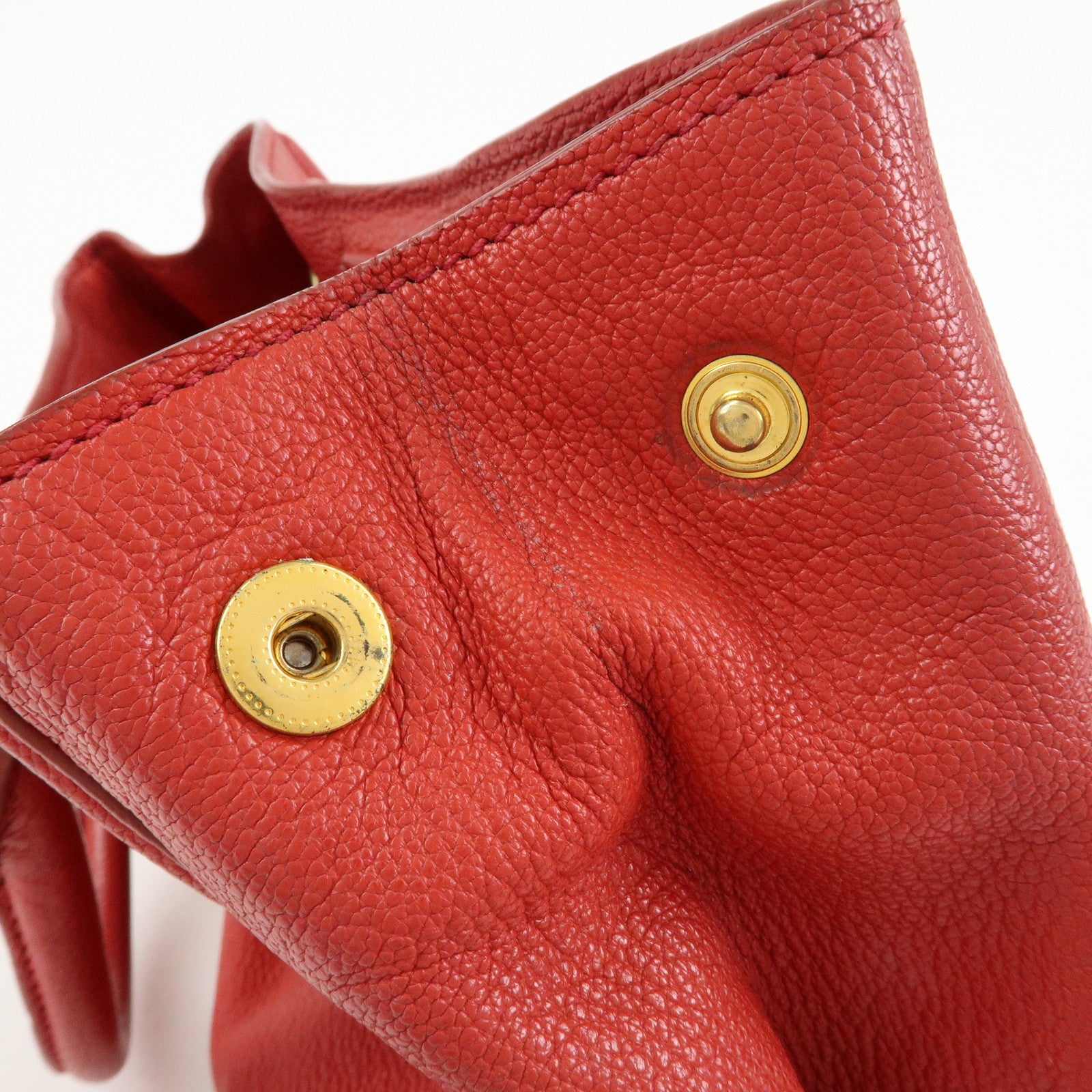 MIU MIU MADRAS Leather 2Way Bag Hand Bag Shoulder Bag Red