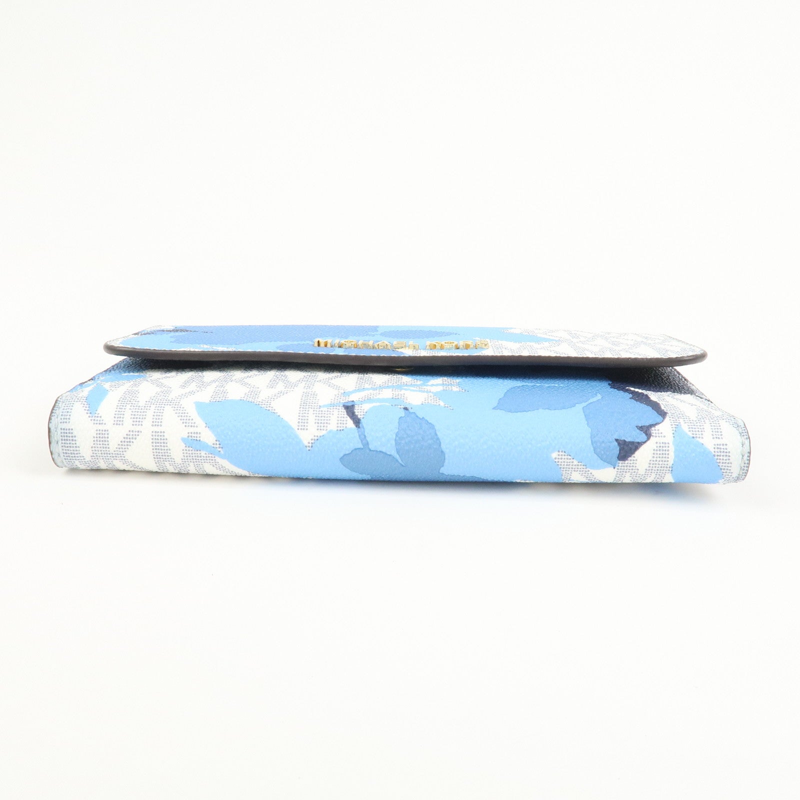 MICHAEL KORS MK Signature PVC Bi-fold Long Wallet Light Blue White