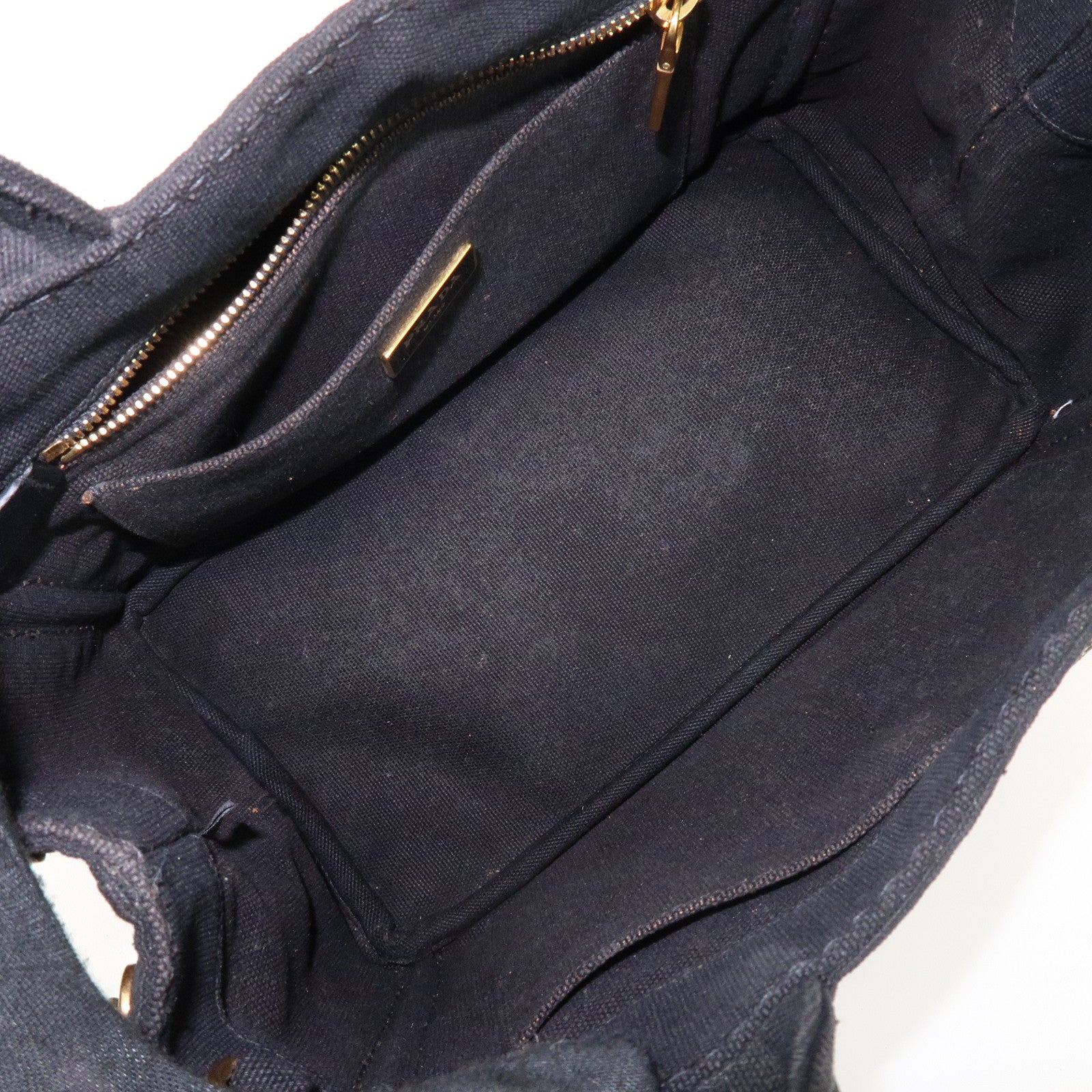 PRADA Canapa Mini Canvas 2Way Bag Hand Bag Black 1BG439