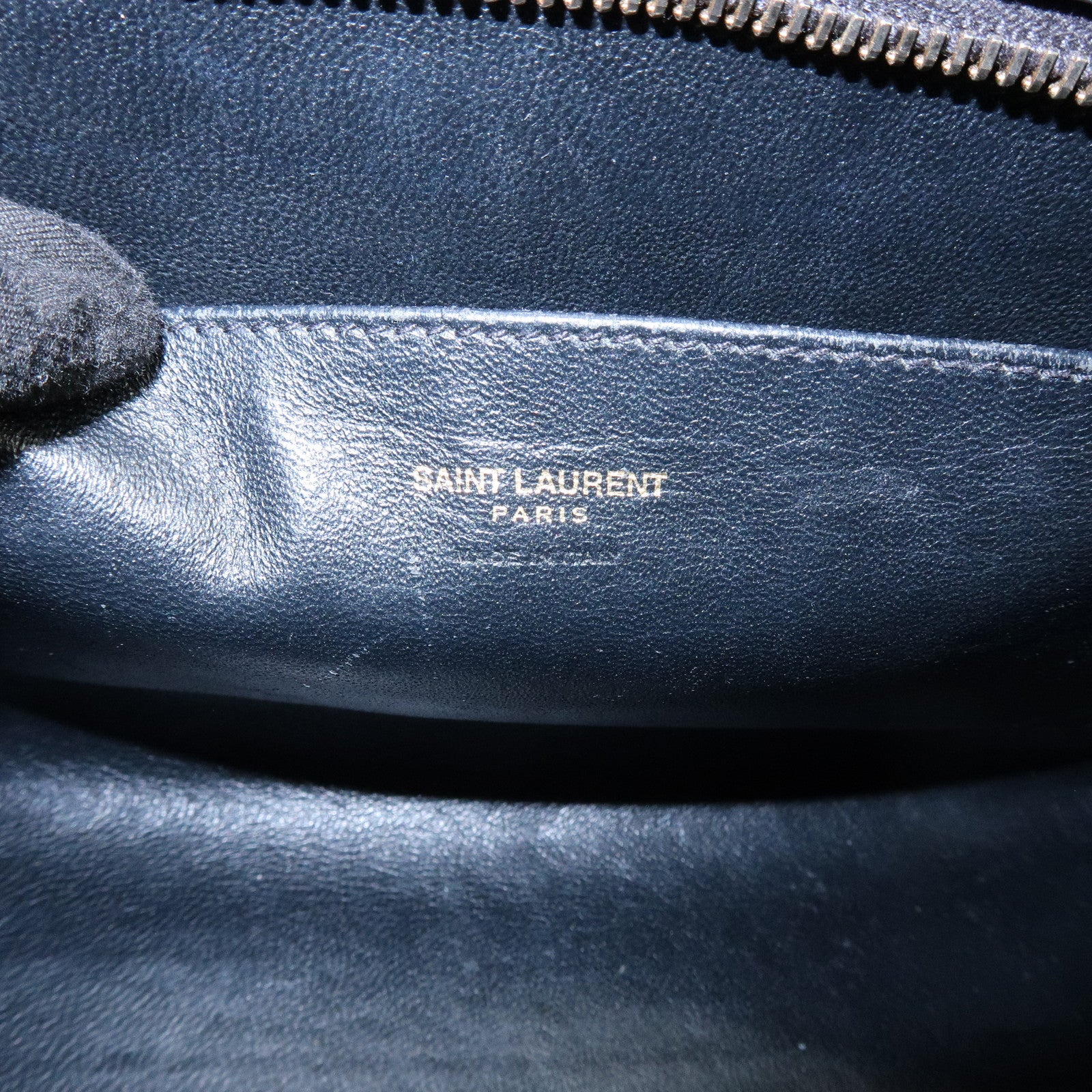 SAINT LAURENT PARIS Baby Cabas Cassandra Leather Hand Bag Black