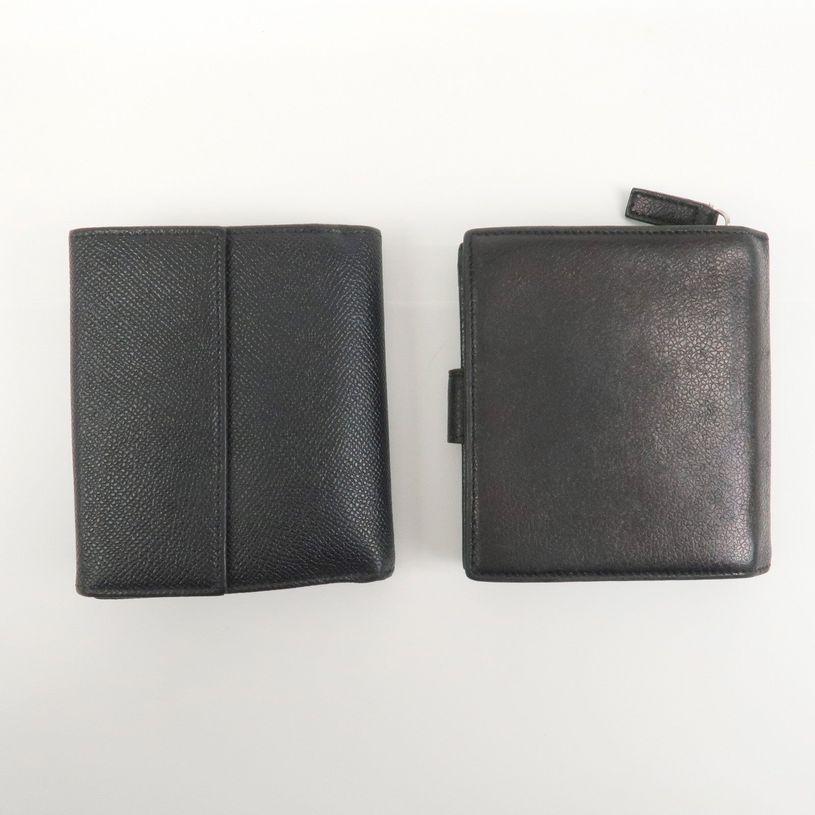 BVLGARI Set of 2 Leather Compact Wallet Bi-fold Wallet Black