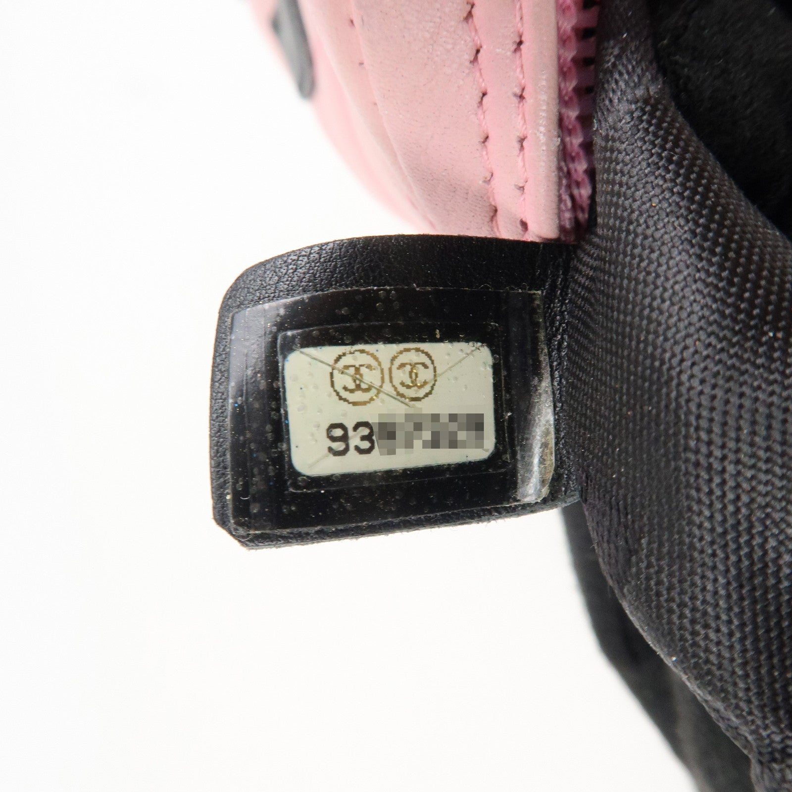 CHANEL Cambon Lamb Skin Small Pochette Shoulder Bag Pink Black A25177 Used