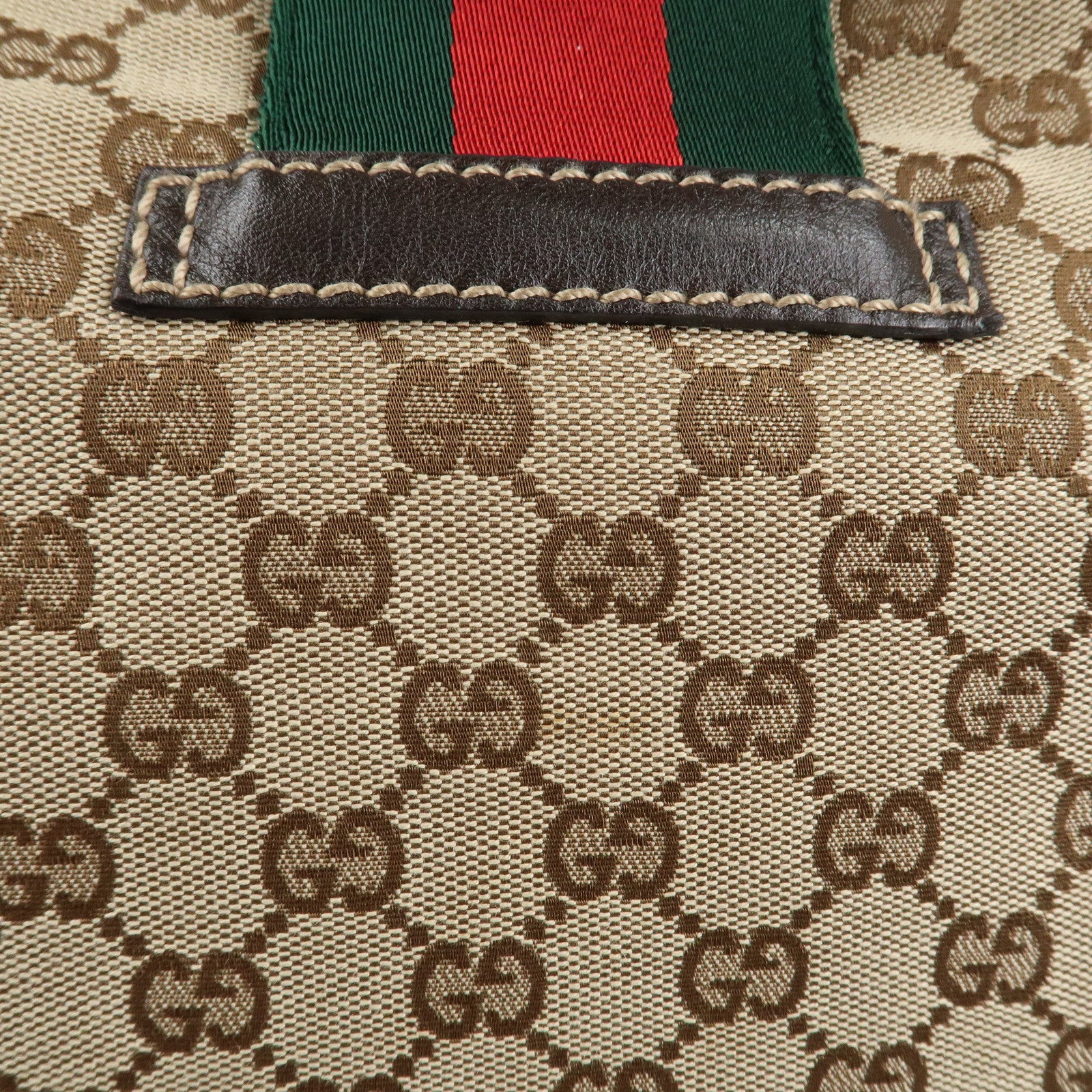 GUCCI GG Canvas Shoulder Bag Hand Bag Beige Brown 211933