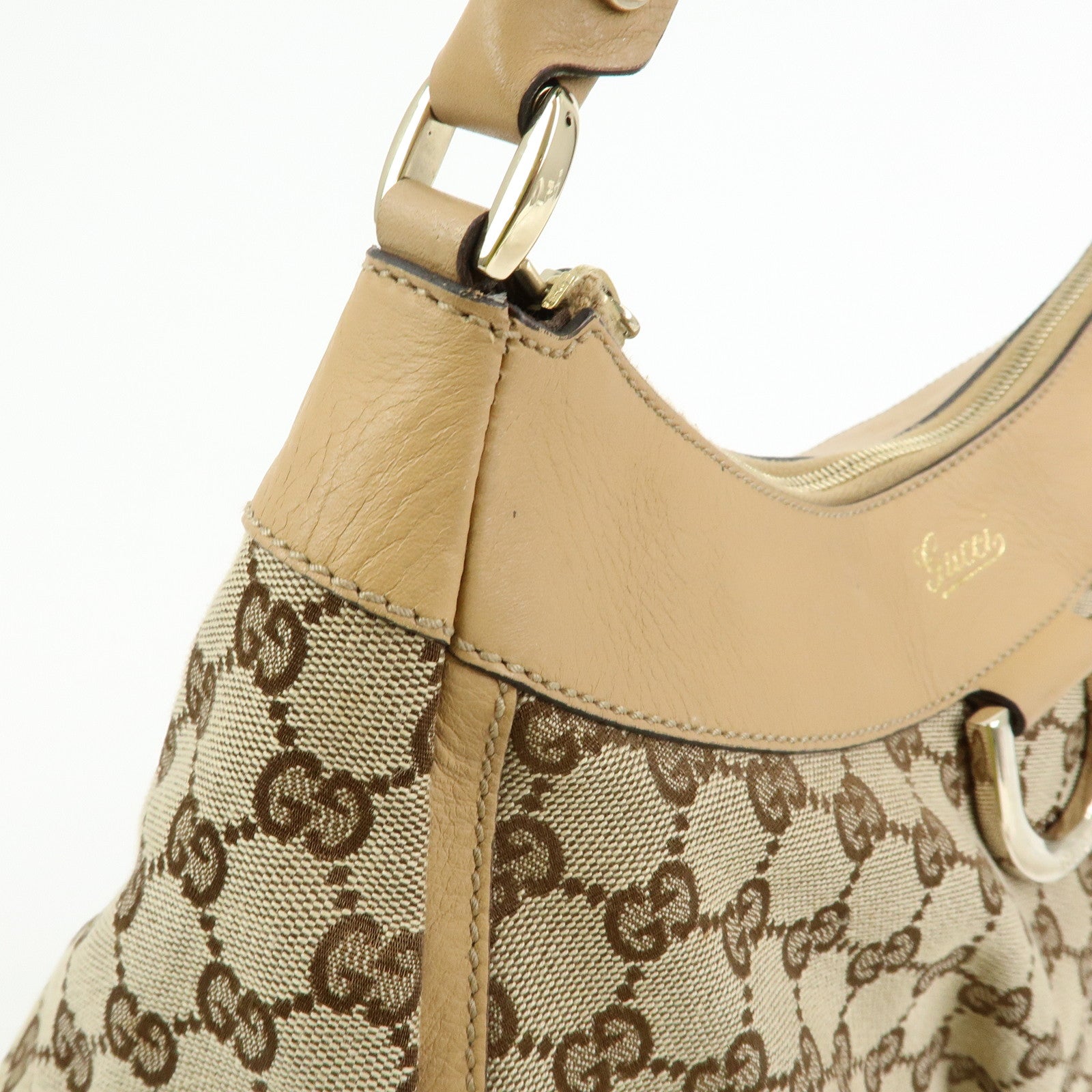 GUCCI Abbey GG Canvas Leather Shoulder Bag Hand Bag Brown 189833