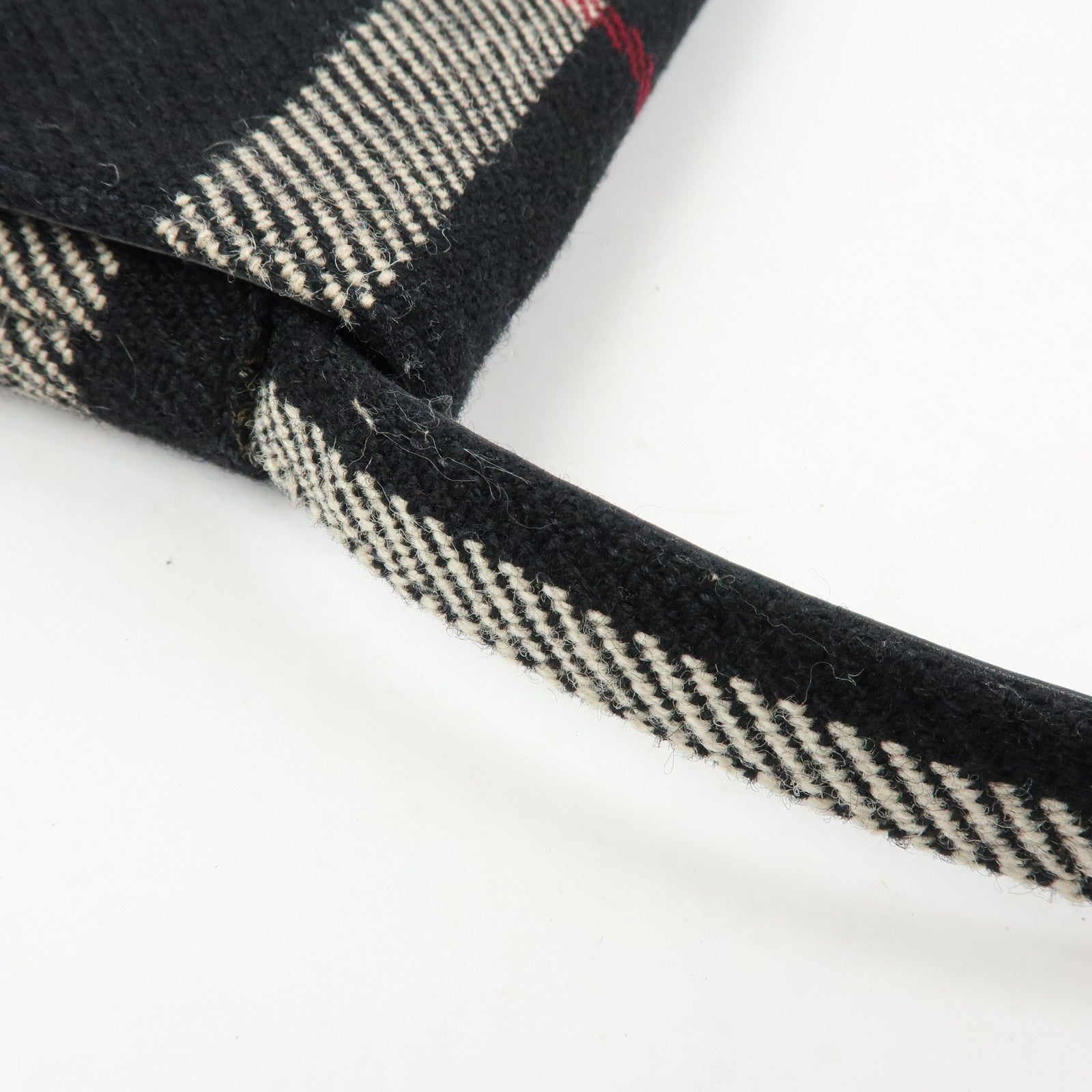 BURBERRY Plaid Wool Leather Shoulder Bag Crossbody Bag Black