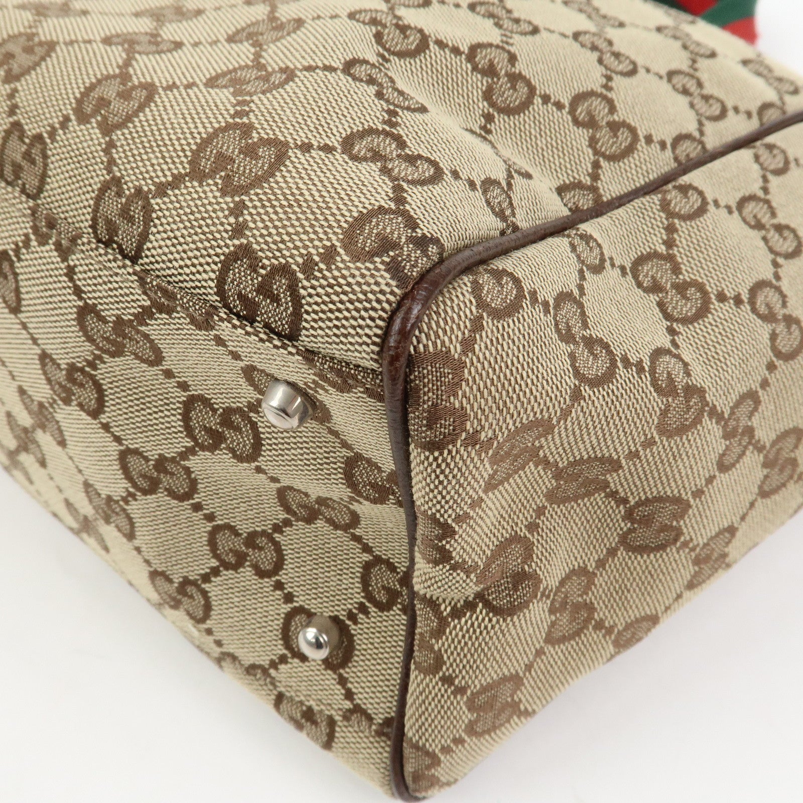 GUCCI Sherry GG Canvas Leather Tote Bag Shoulder Bag Brown 145758