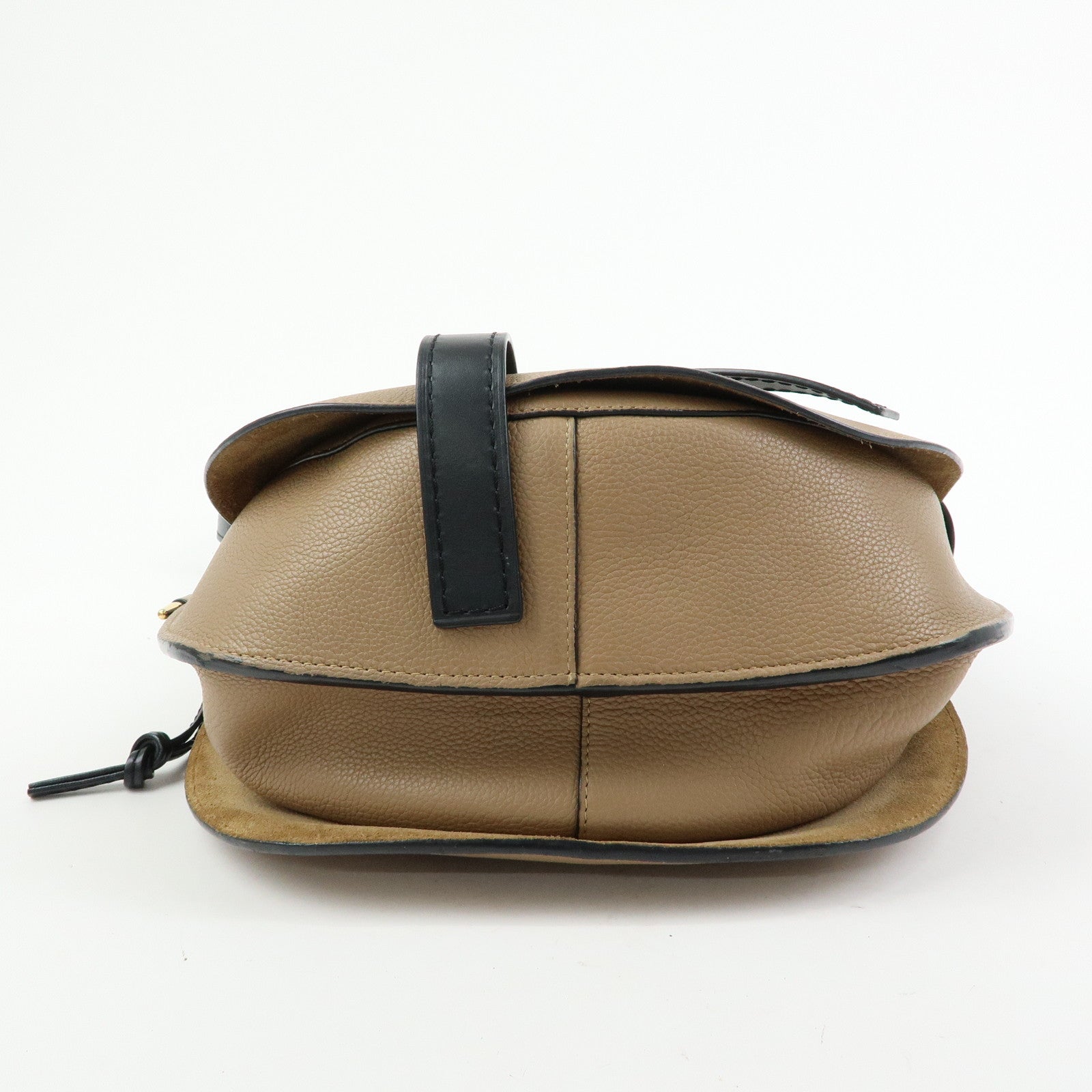 LOEWE Calf Leather Shoulder Bag Gate Bag Medium Beige Black
