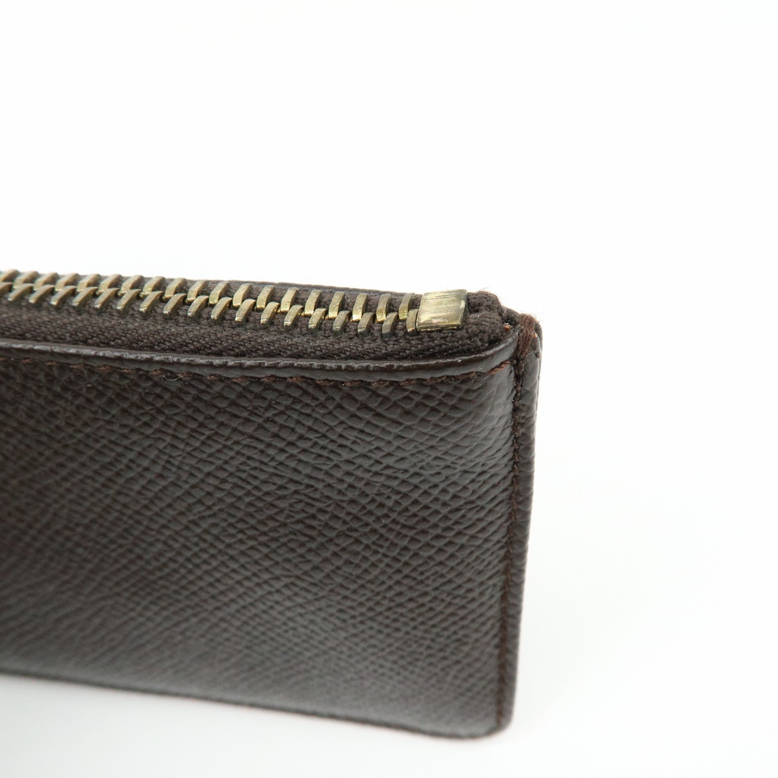 BVLGARI Leather Coin Case Coin Purse Key Chain Dark Brown