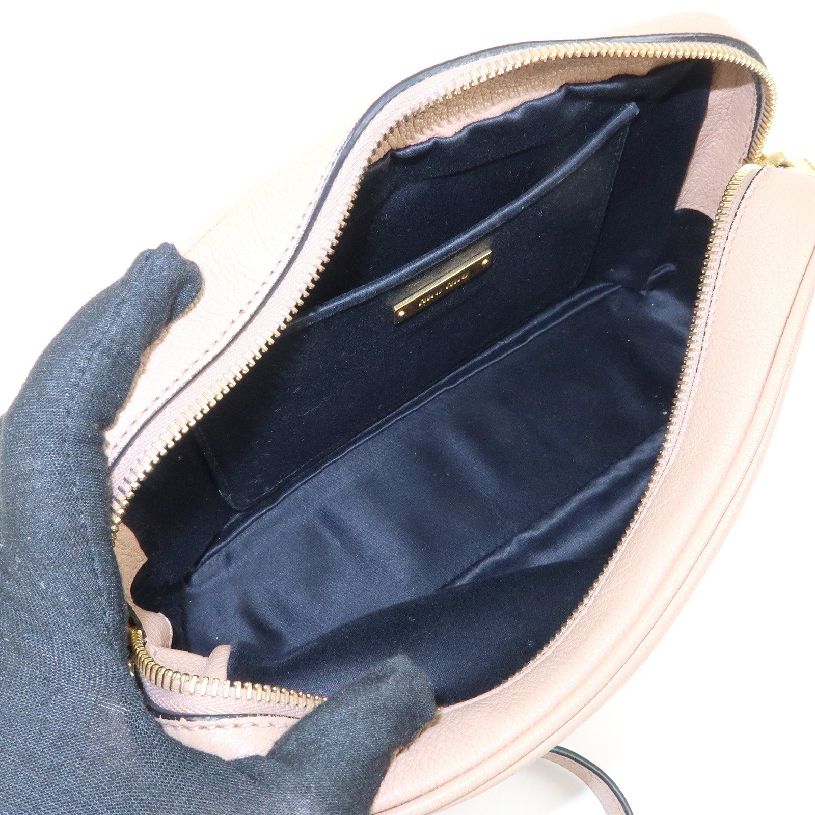 MIU MIU Madras Leather Camera Bag Shoulder Bag Crossbody Bag Beige