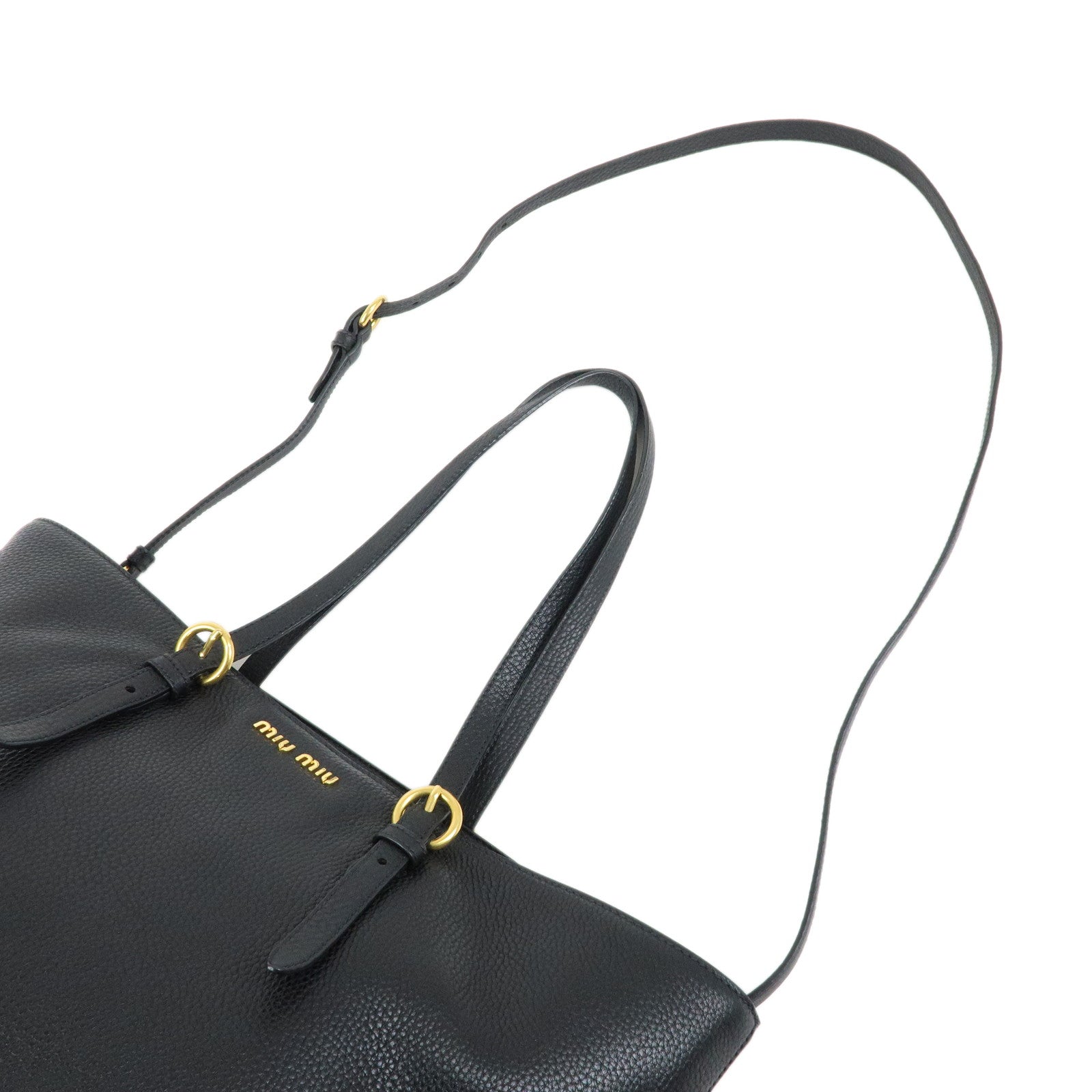 MIU MIU Madras Leather 2Way Bag Hand Bag Shoulder Bag Black