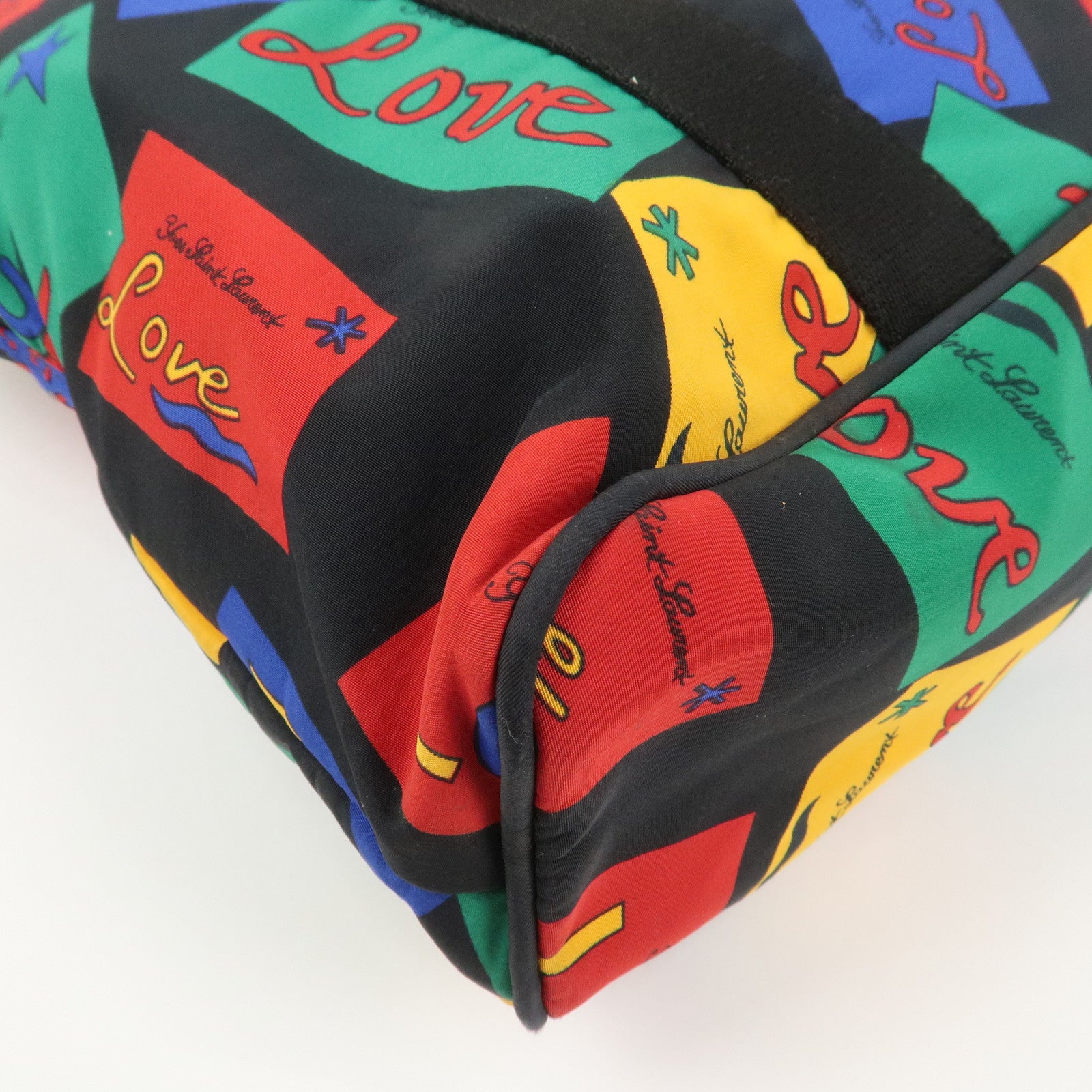 SAINT LAURENT Logo Nylon Black Hand Bag Multicolor