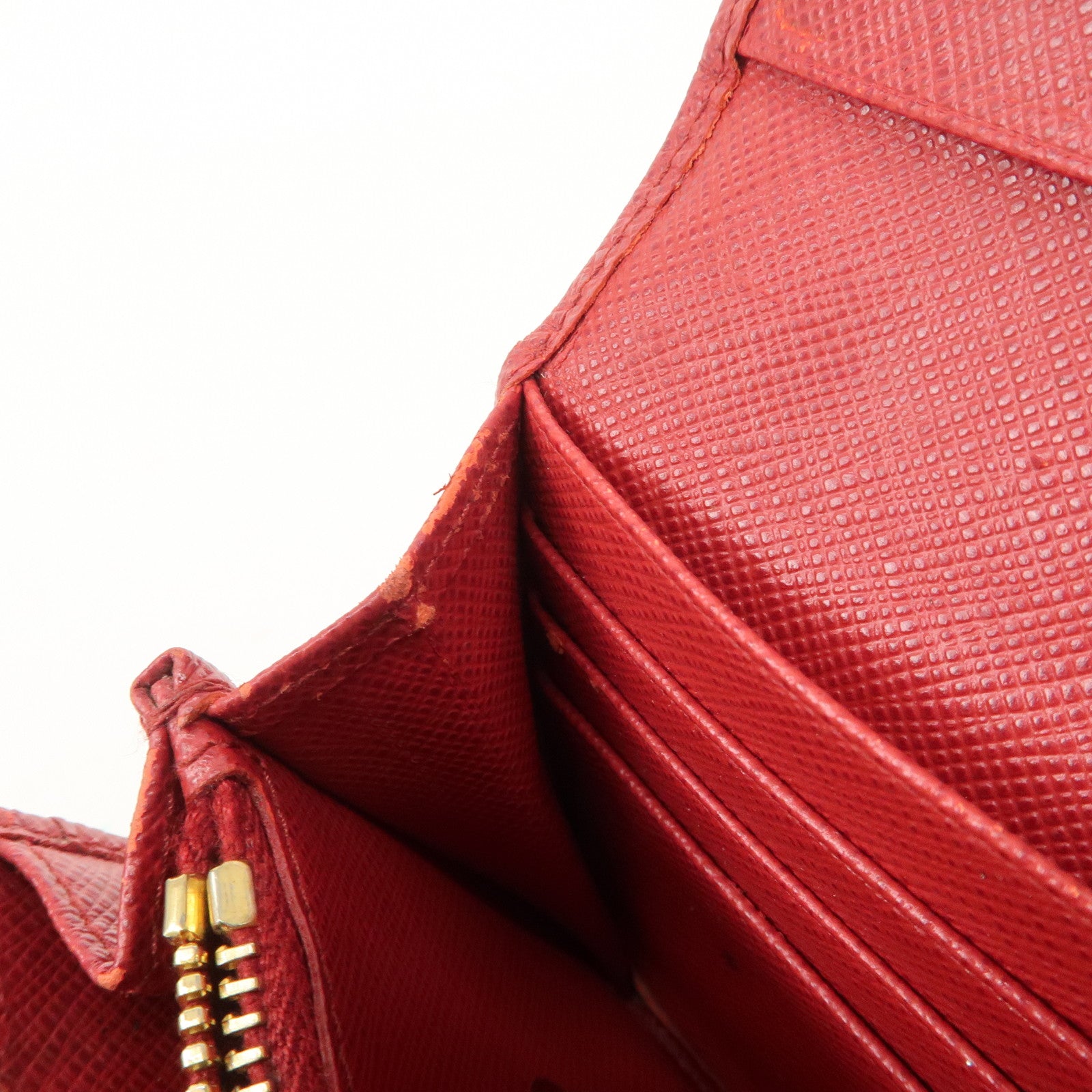 PRADA Saffiano Leather Set of 2 Long Wallet Red 1MH132 Used