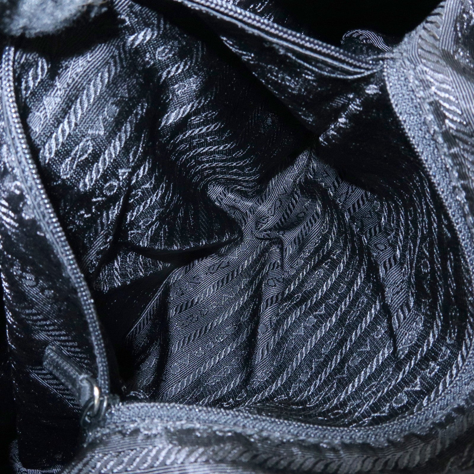 PRADA Triangle Logo Nylon Leather Shoulder Bag Black BT6671