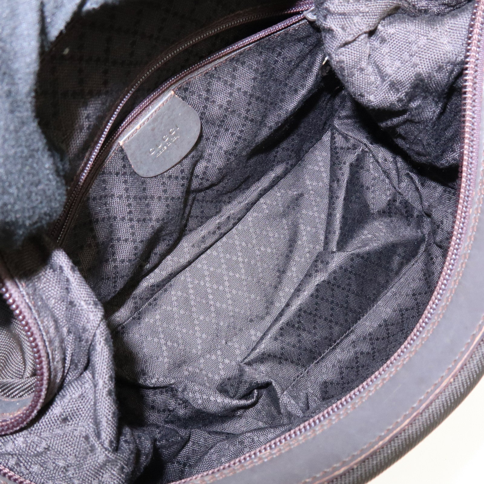 GUCCI Bamboo Nylon Leather Shoulder Bag Hand Bag Brown 000・2214