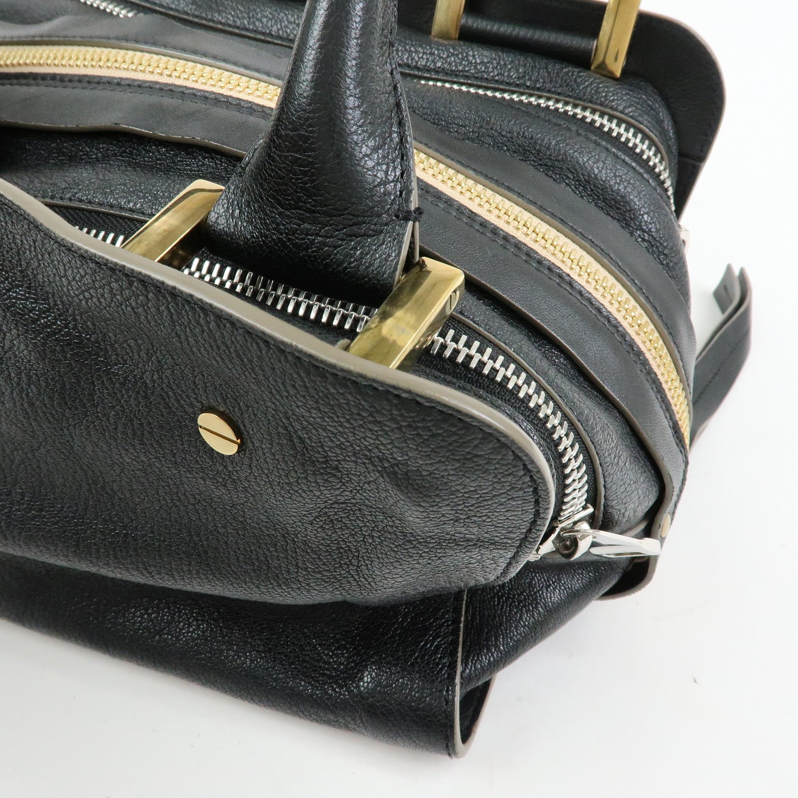 Chloe Dalston Leather Boston Bag Hand Bag Black