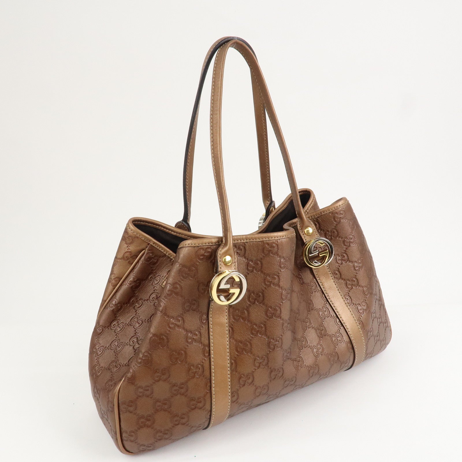 GGUCCI GG Twins Guccissima Leather Tote Bag Bronze 232957