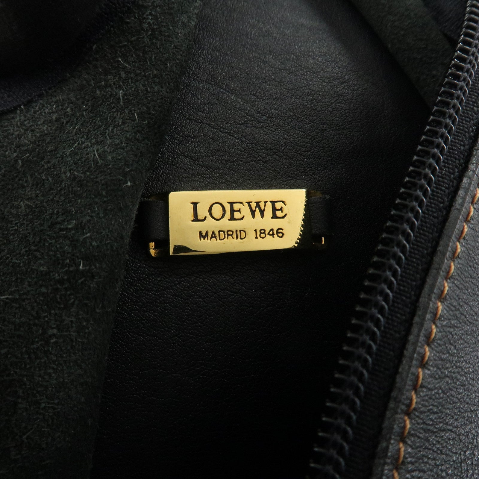 LOEWE Anton Anagram Leather Backpack Shoulder Bag Black