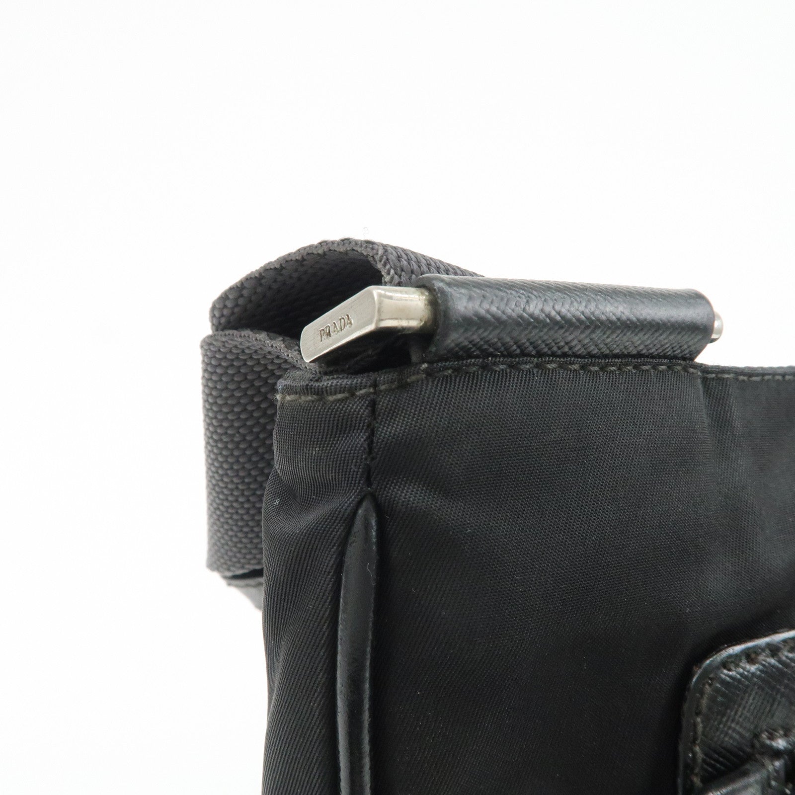 PRADA Triangle Logo Nylon Leather Shoulder Bag Crossbody Bag VA0348